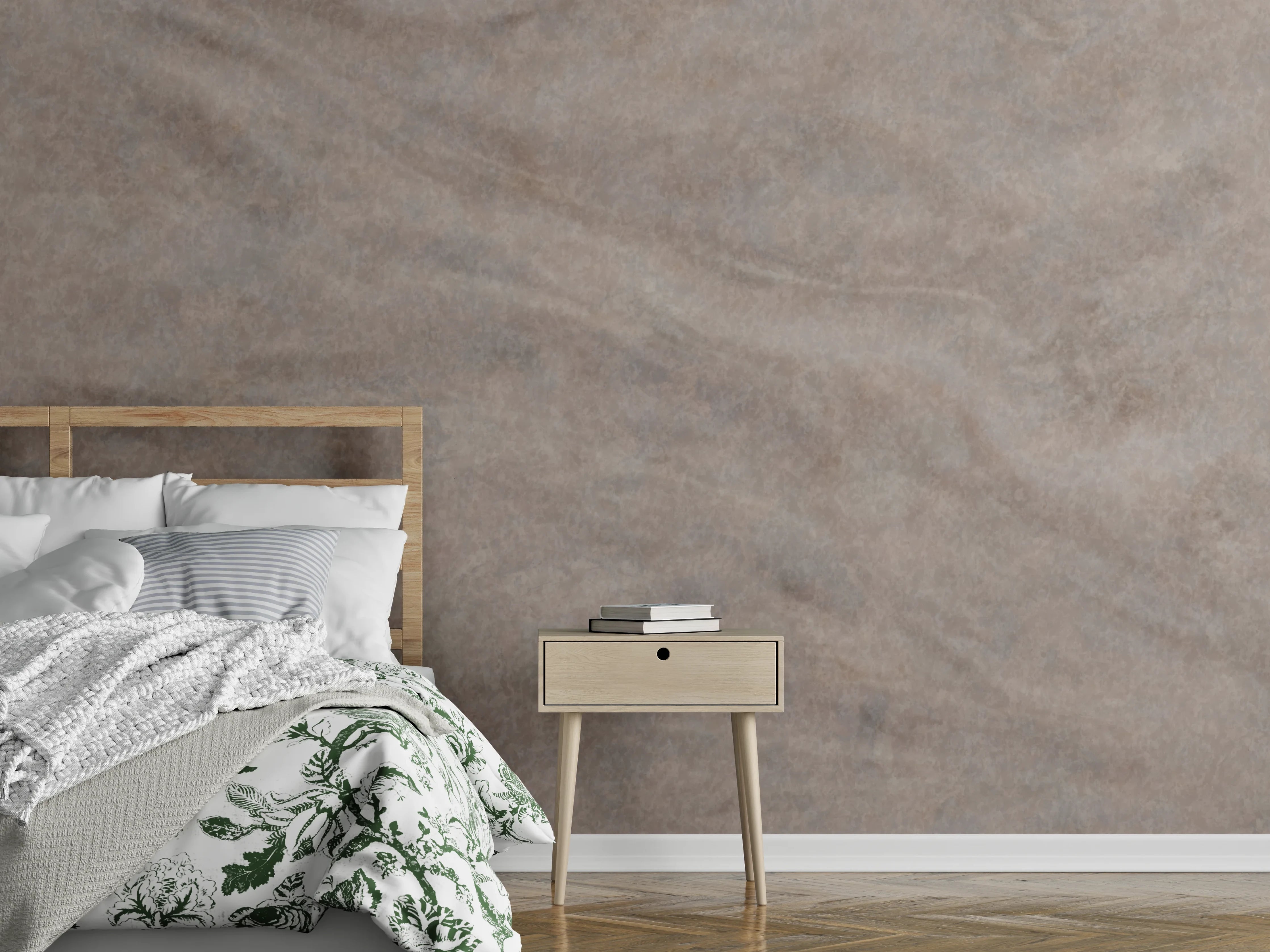 Wandverkleidung Schlafzimmer - Elegantes Steinmuster in Grau-Beige