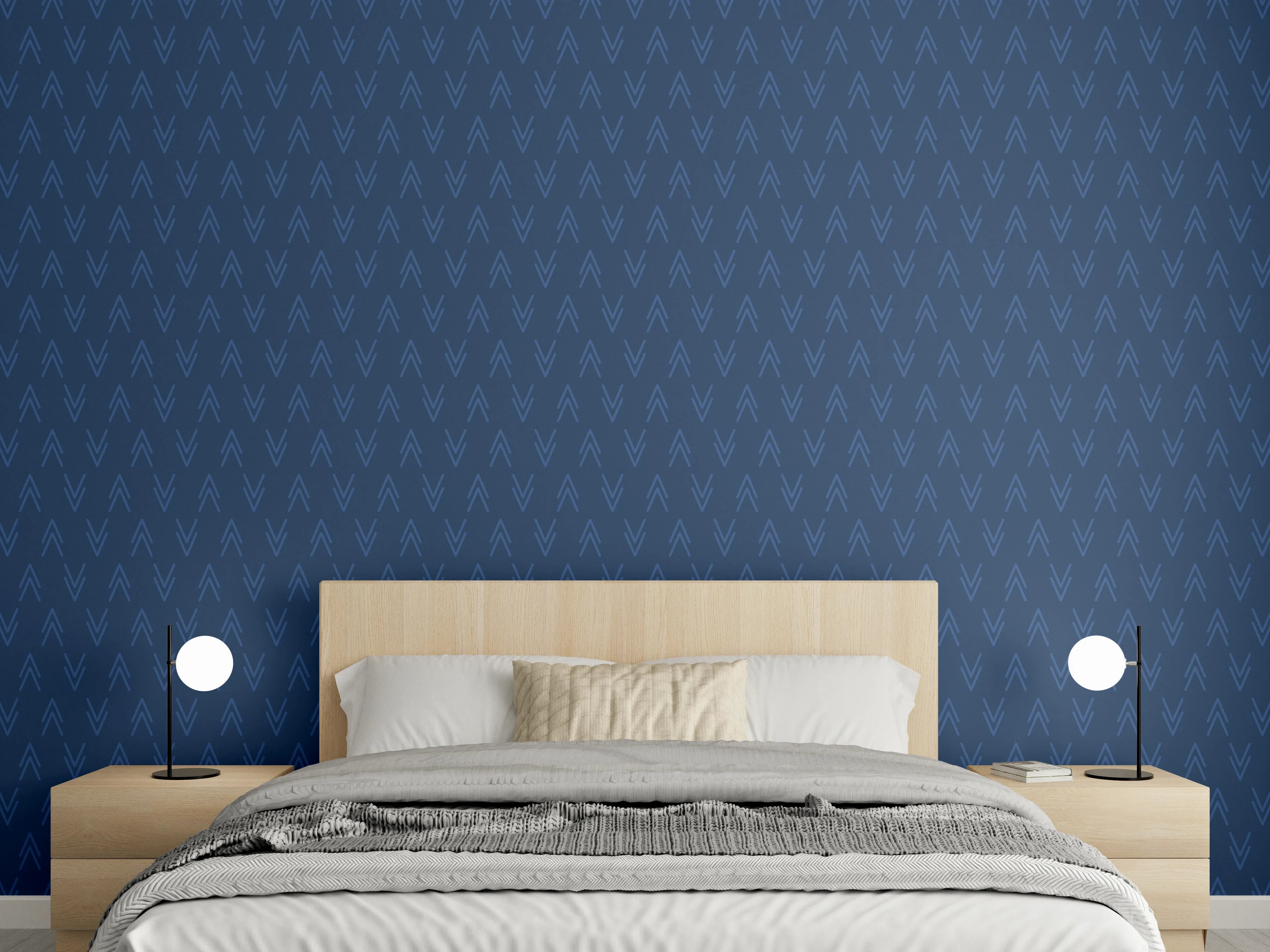 Wandverkleidung Schlafzimmer - Elegantes blaues Wandmuster