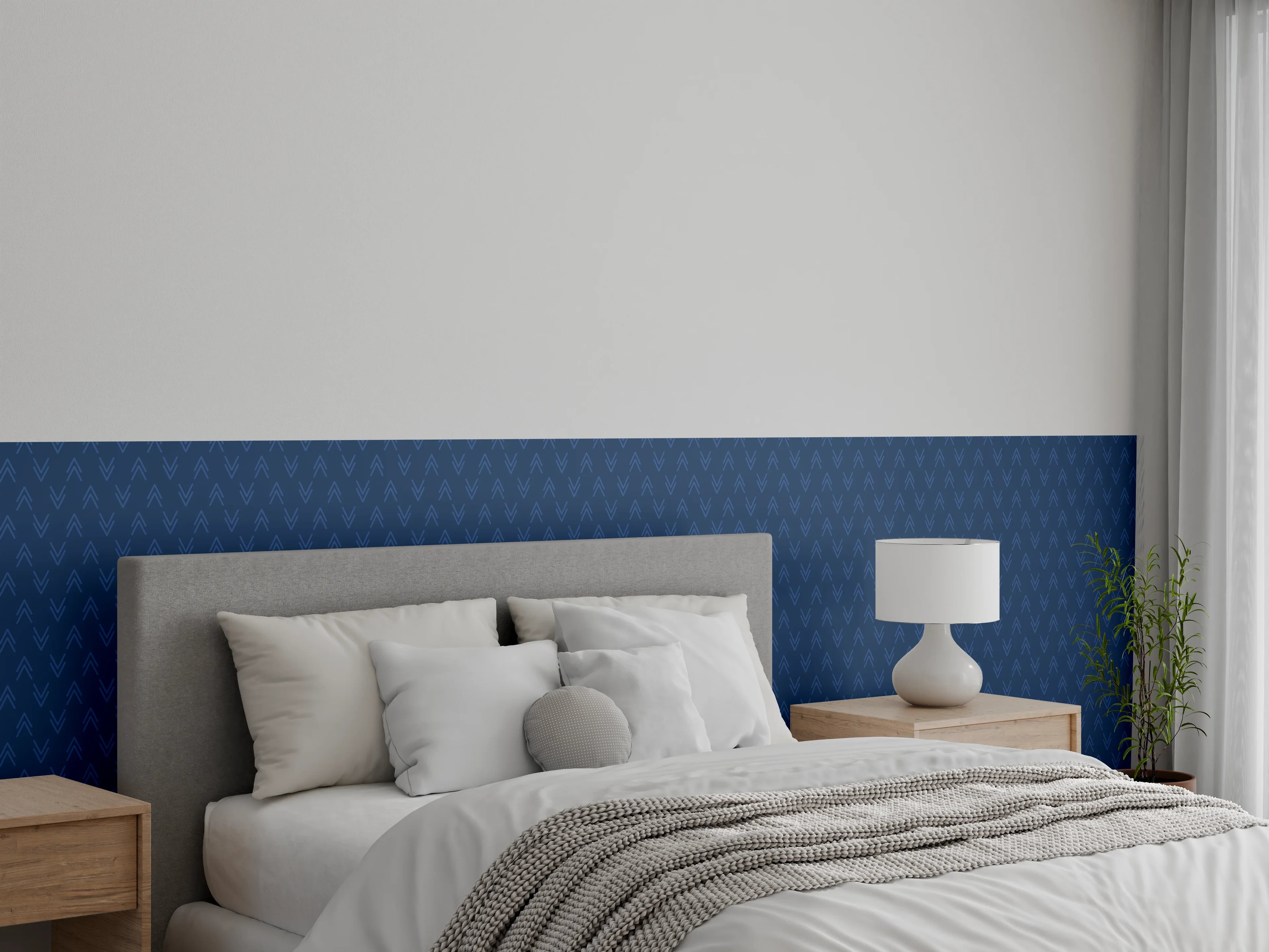 Wandverkleidung Schlafzimmer - Elegantes blaues Wandmuster