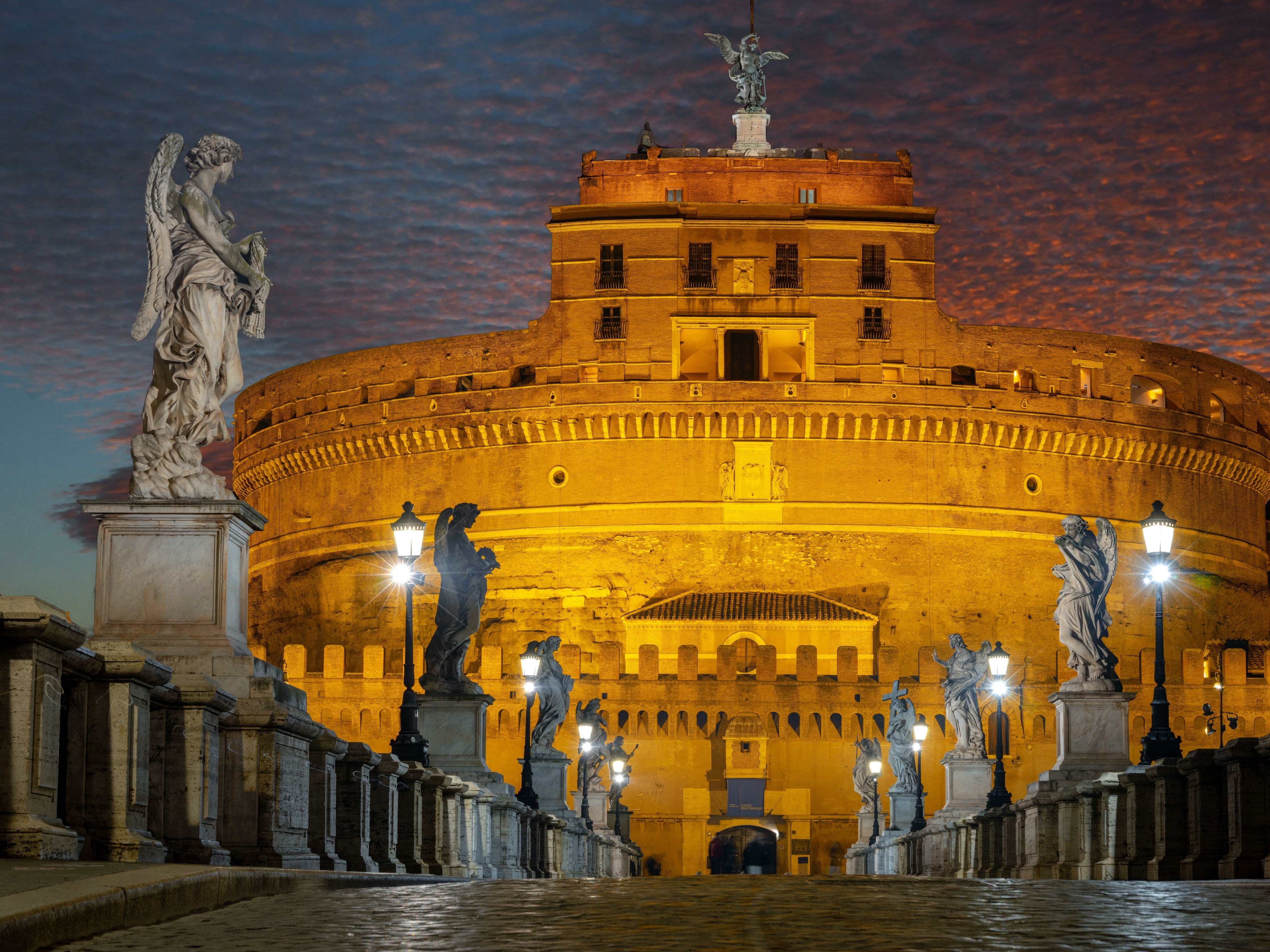 Wandverkleidung Schlafzimmer-Engelsburg Rom bei Nacht Poster