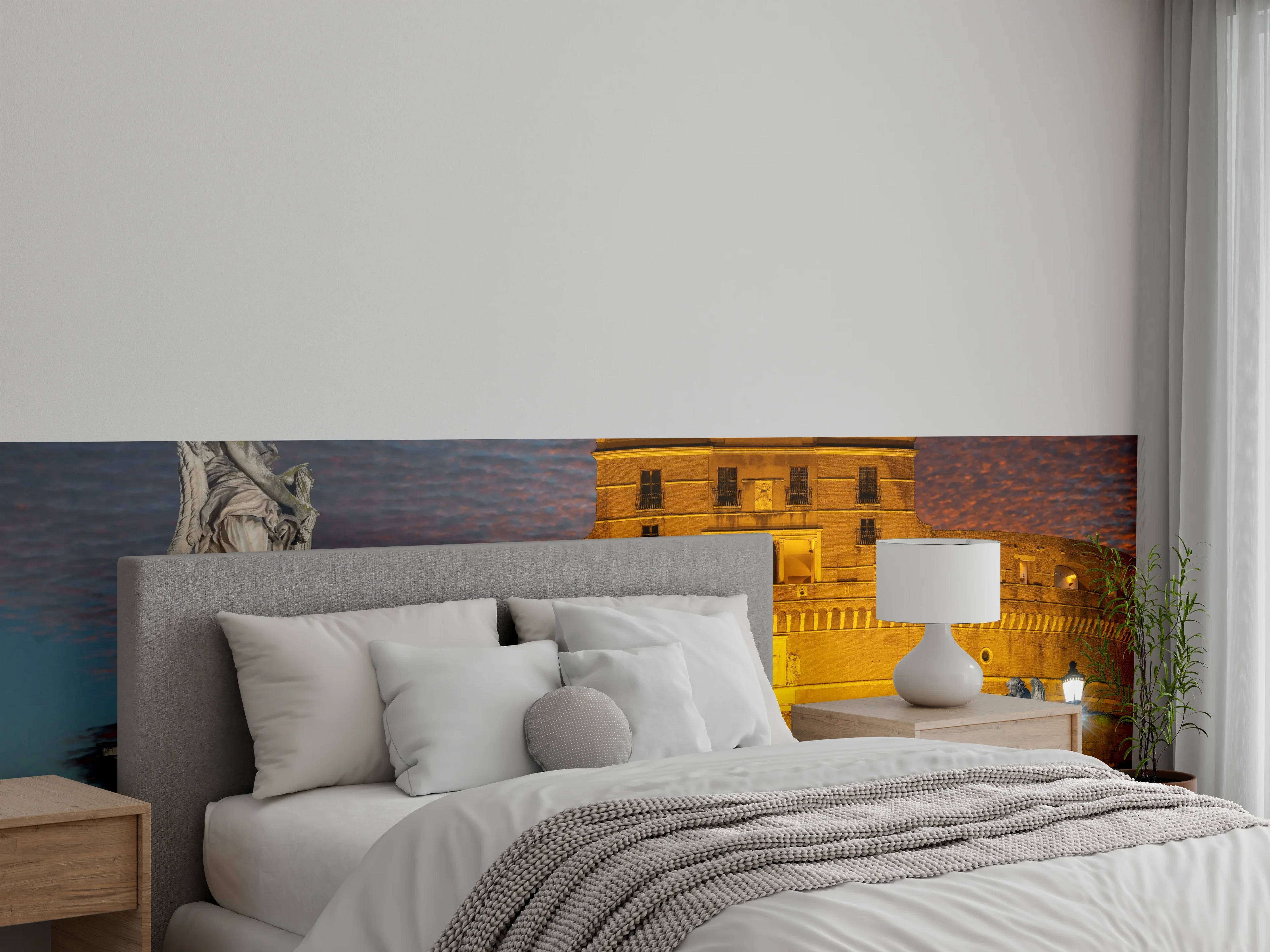 Wandverkleidung Schlafzimmer - Engelsburg Rom bei Nacht Poster