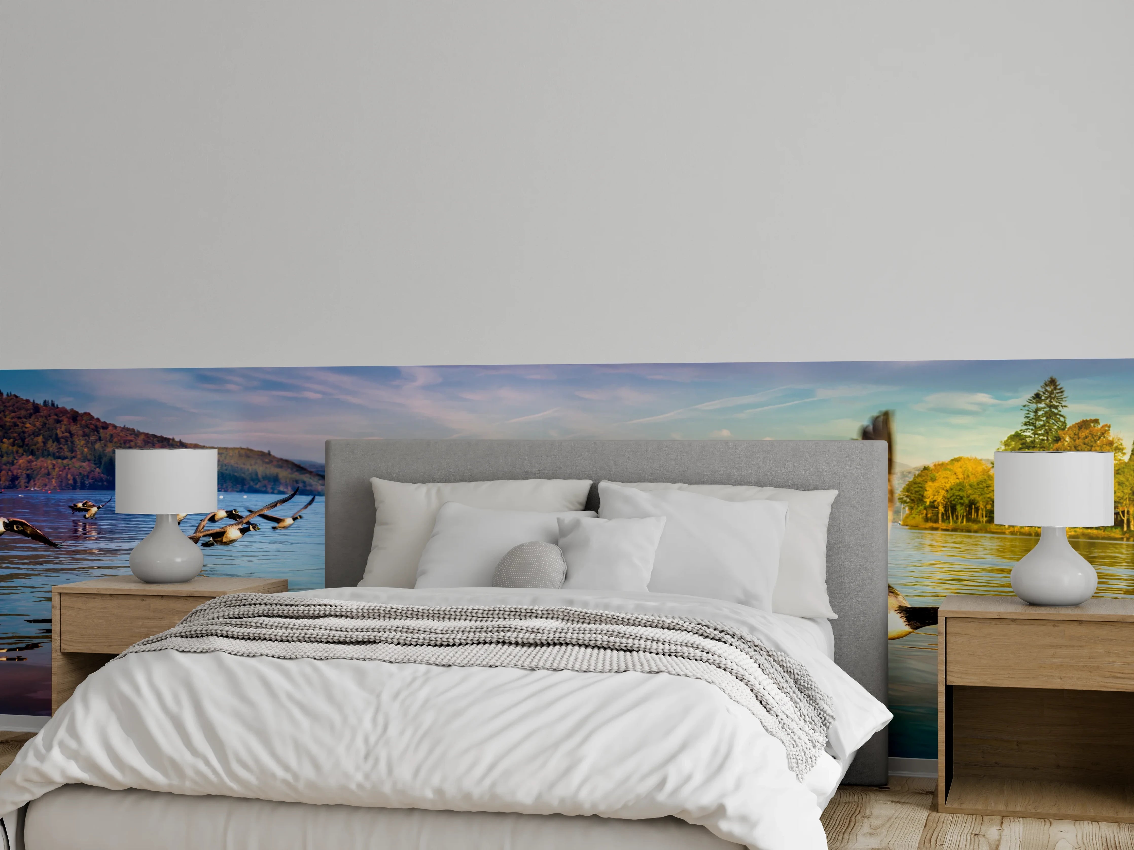 Wandverkleidung Schlafzimmer - Entenschwarm am Lake Windermere