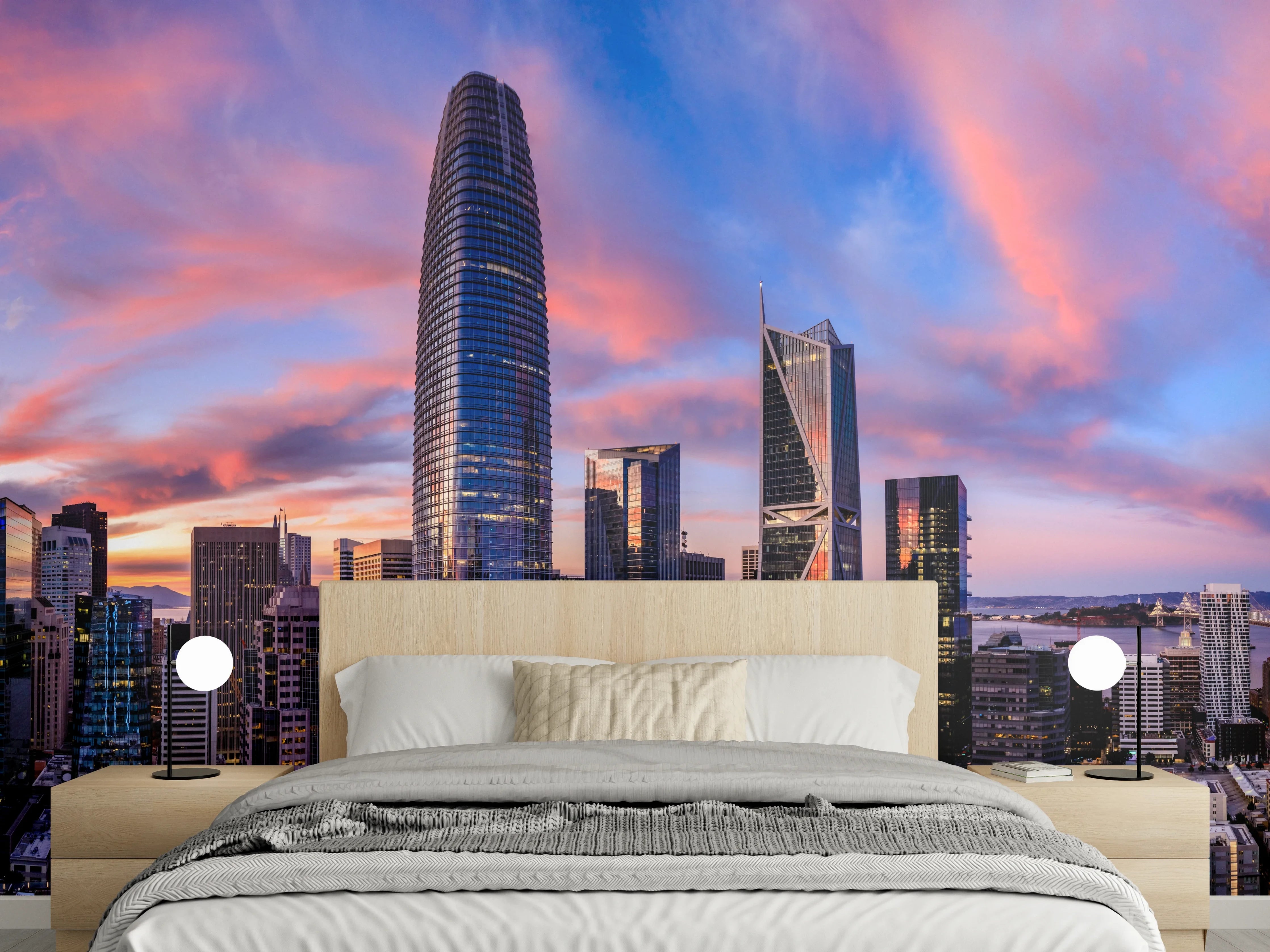 Wandverkleidung Schlafzimmer - Epischer Sonnenuntergang über San Francisco