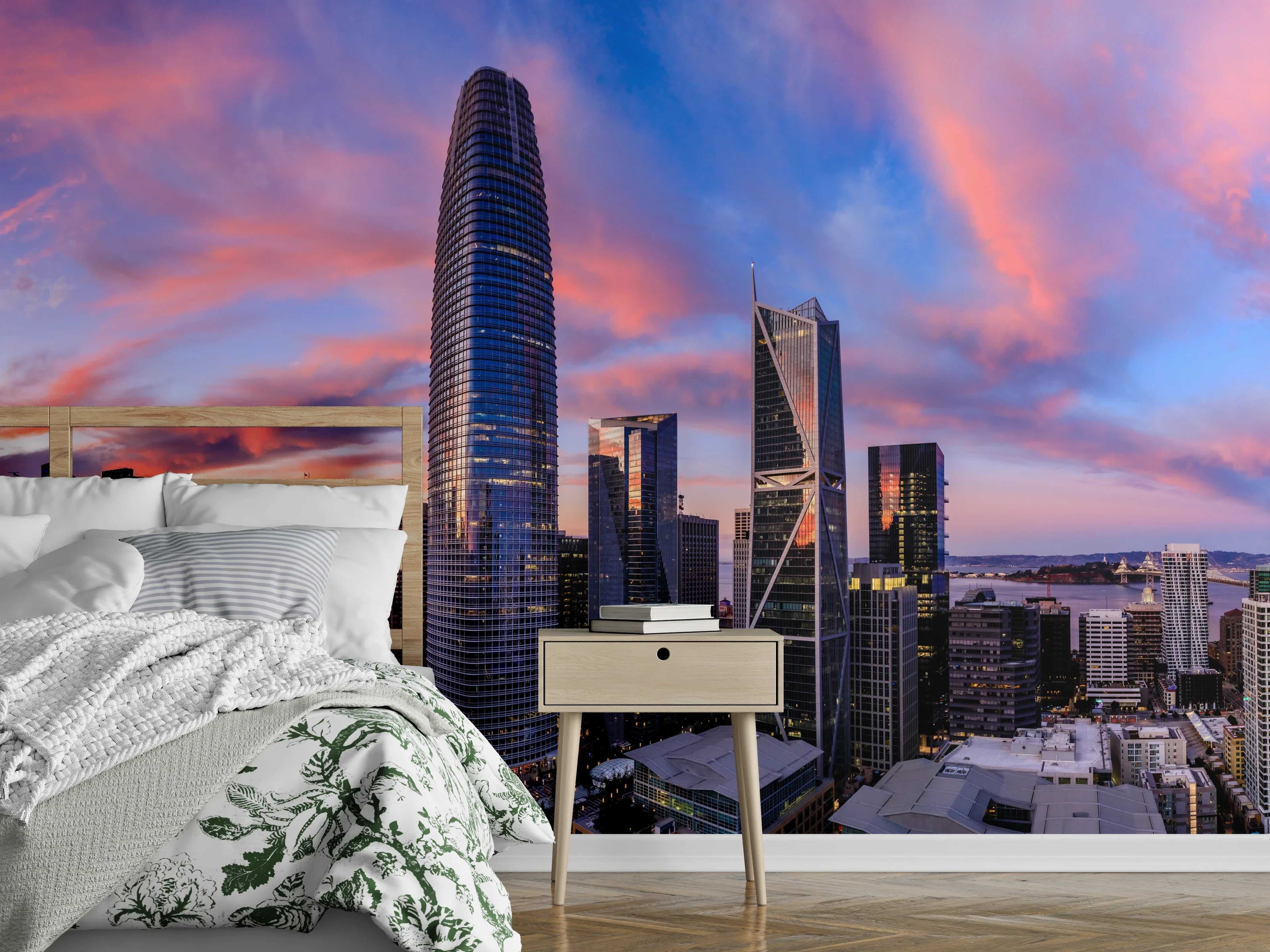 Wandverkleidung Schlafzimmer - Epischer Sonnenuntergang über San Francisco