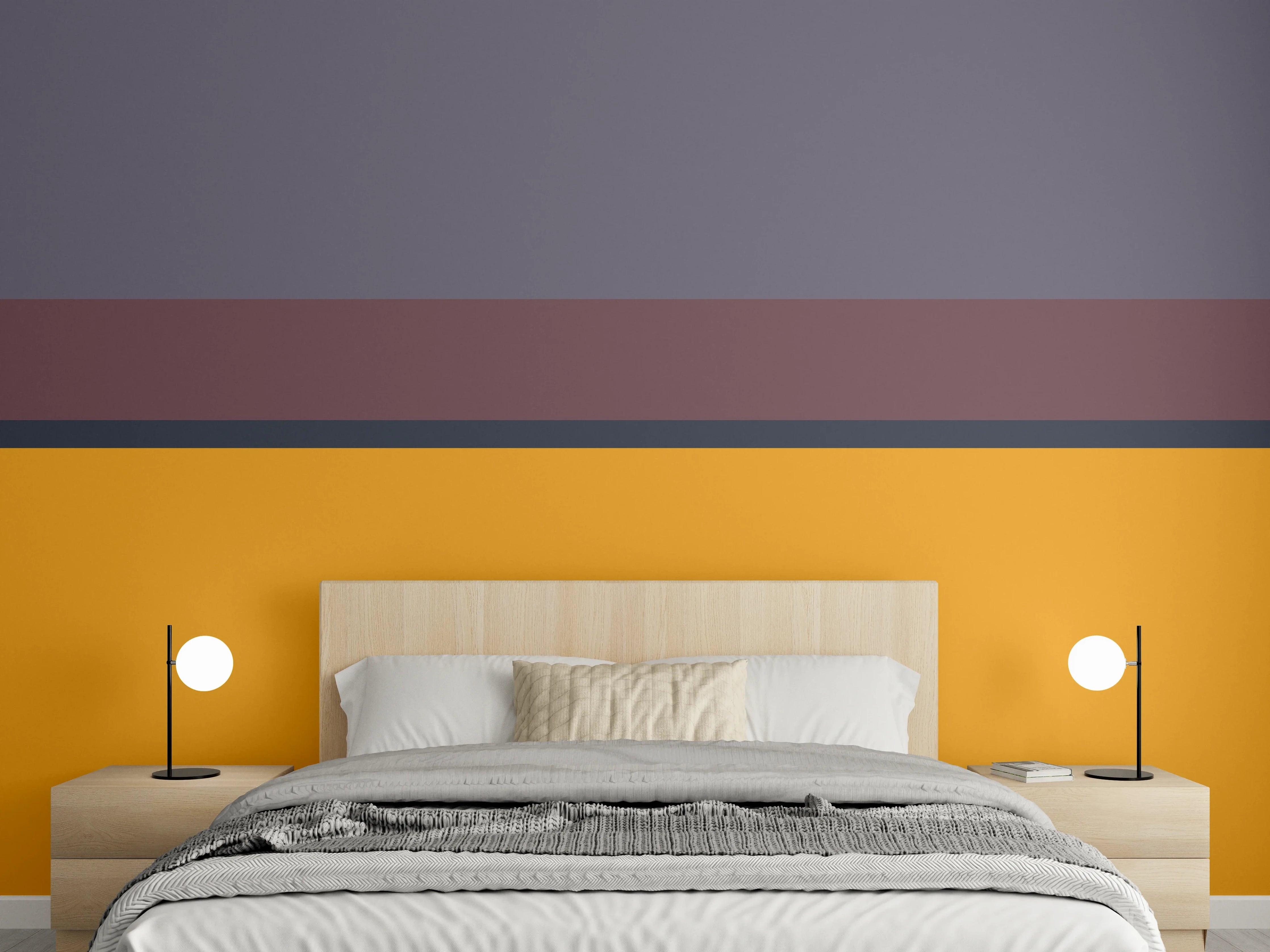 Wandverkleidung Schlafzimmer - Erdtöne mit Grau- und Musternuancen