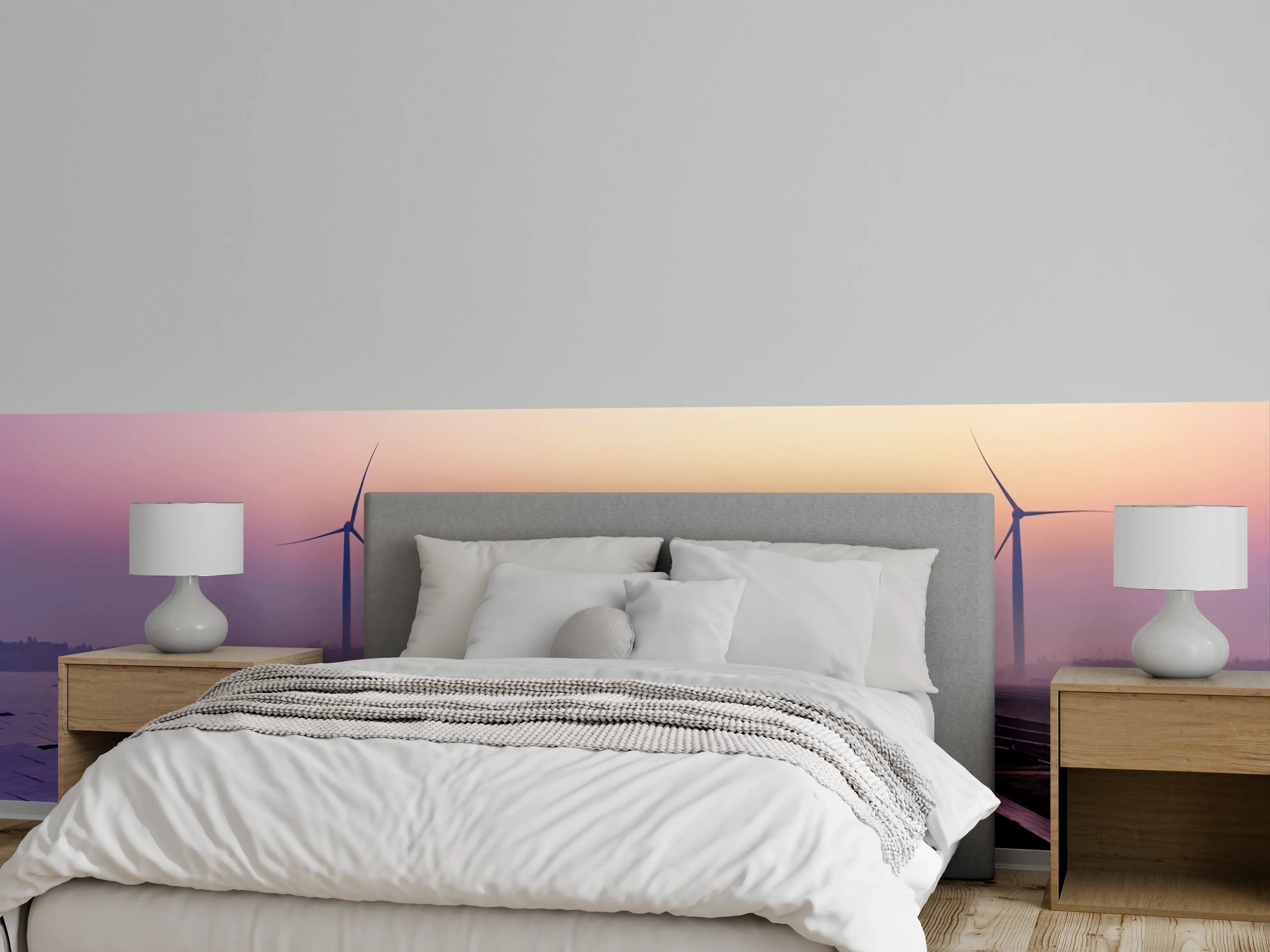 Wandverkleidung Schlafzimmer - Erneuerbare Energie bei Sonnenaufgang Motiv