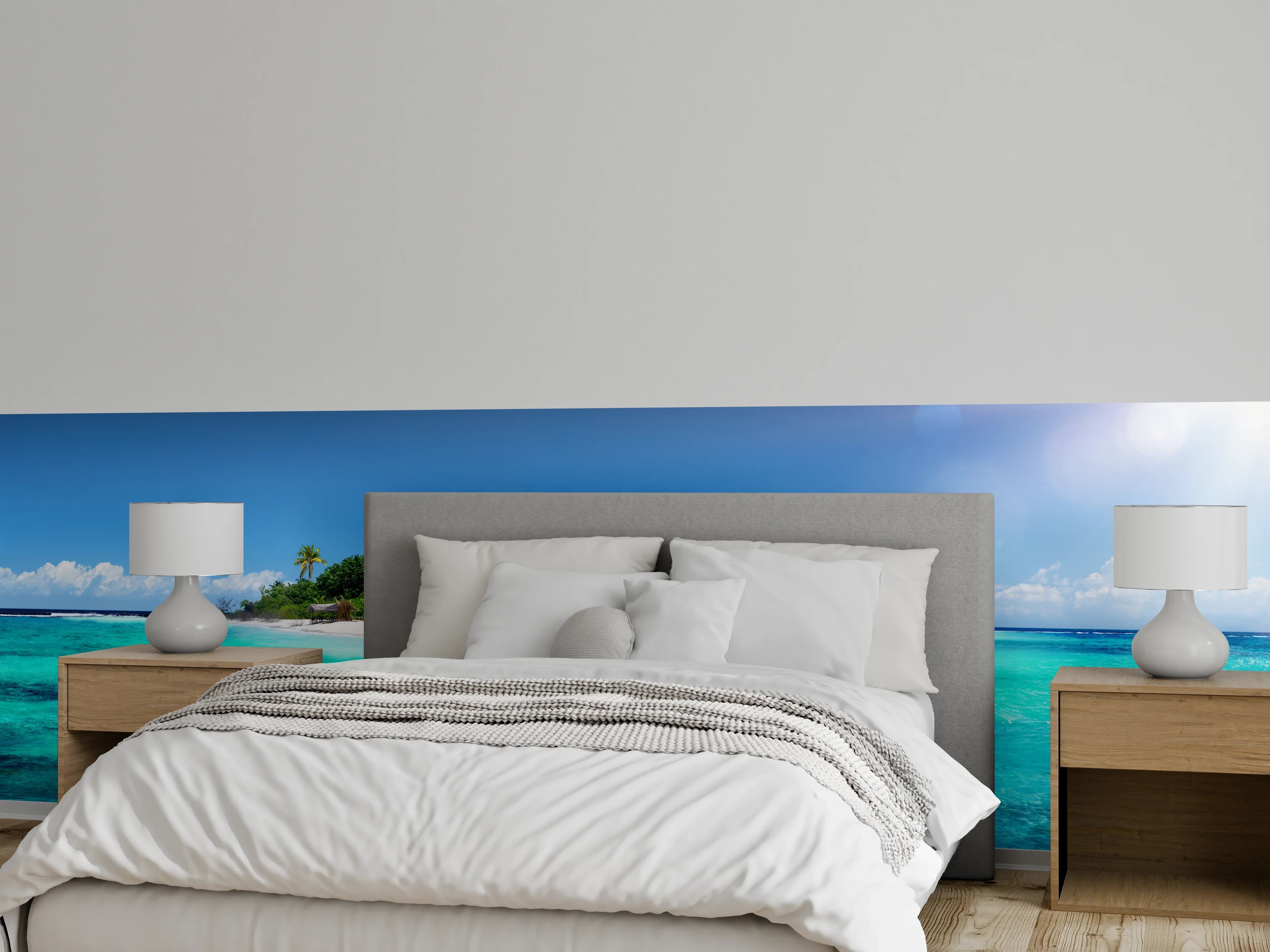 Wandverkleidung Schlafzimmer - Exotische Insel – Paradiesischer Steg