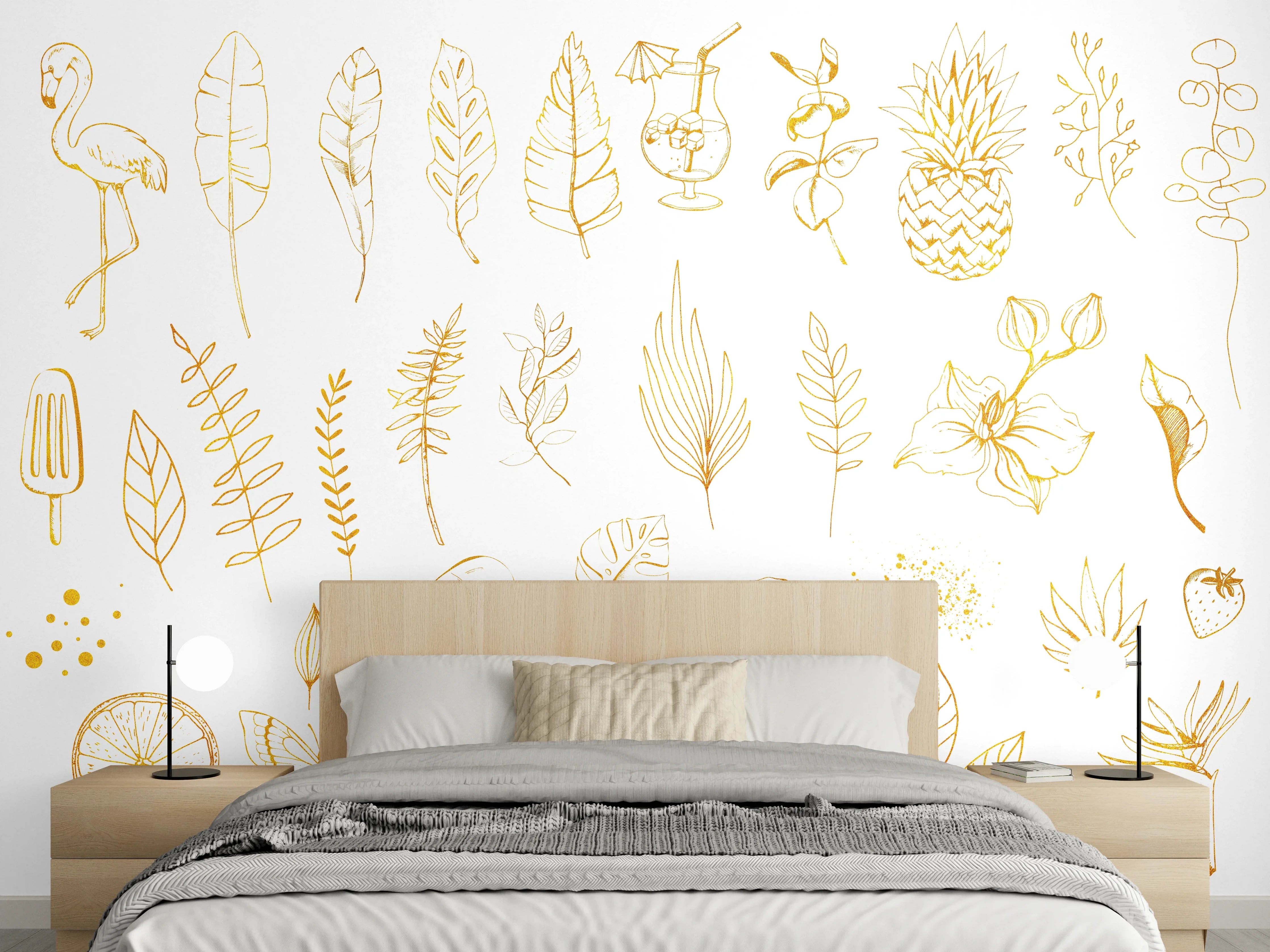 Wandverkleidung Schlafzimmer - Exotische Motive - Zeichenmalerei