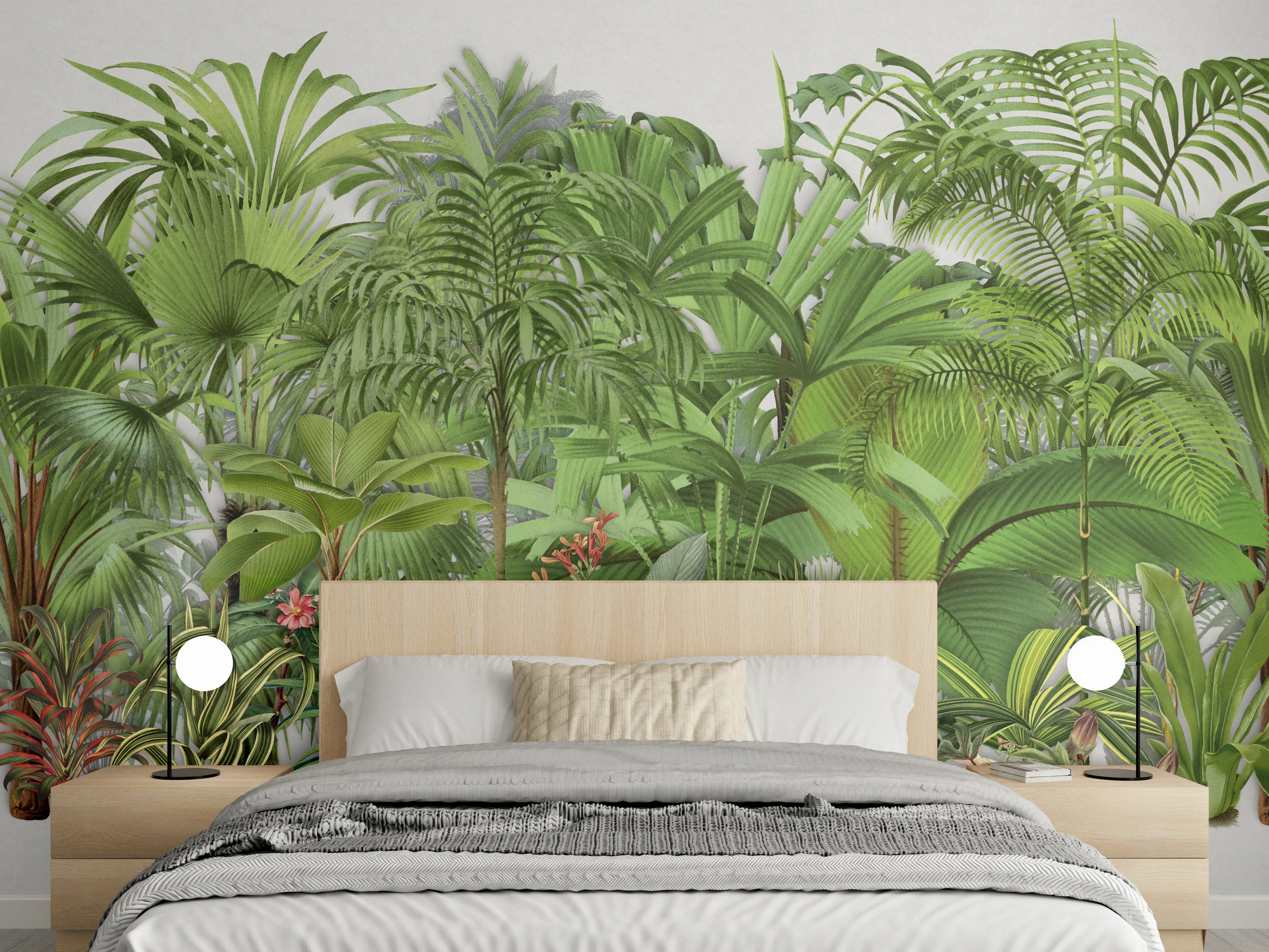 Wandverkleidung Schlafzimmer - Exotische Pflanzen
