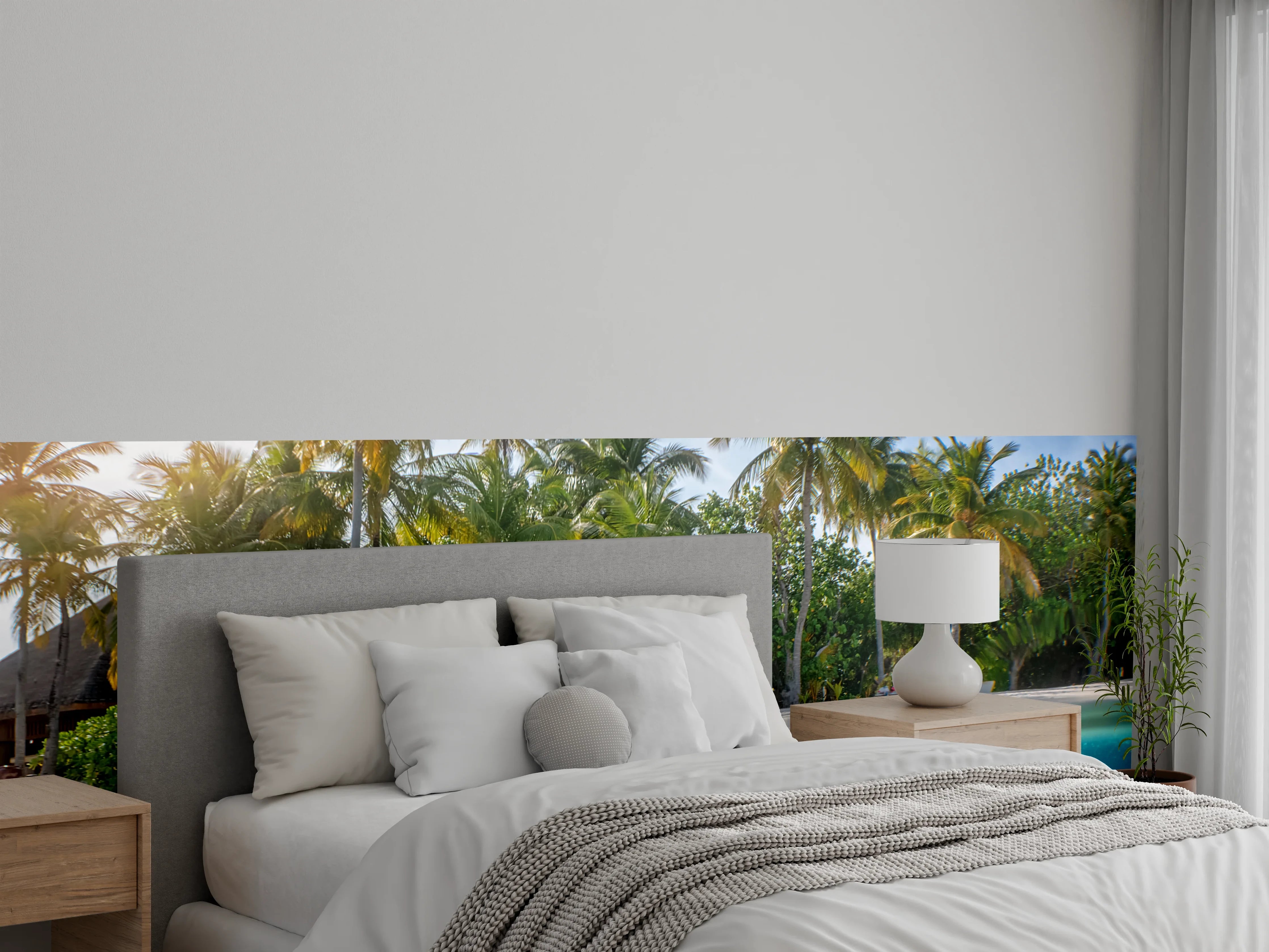Wandverkleidung Schlafzimmer - Exotischer Südsee-Strand mit Fischen