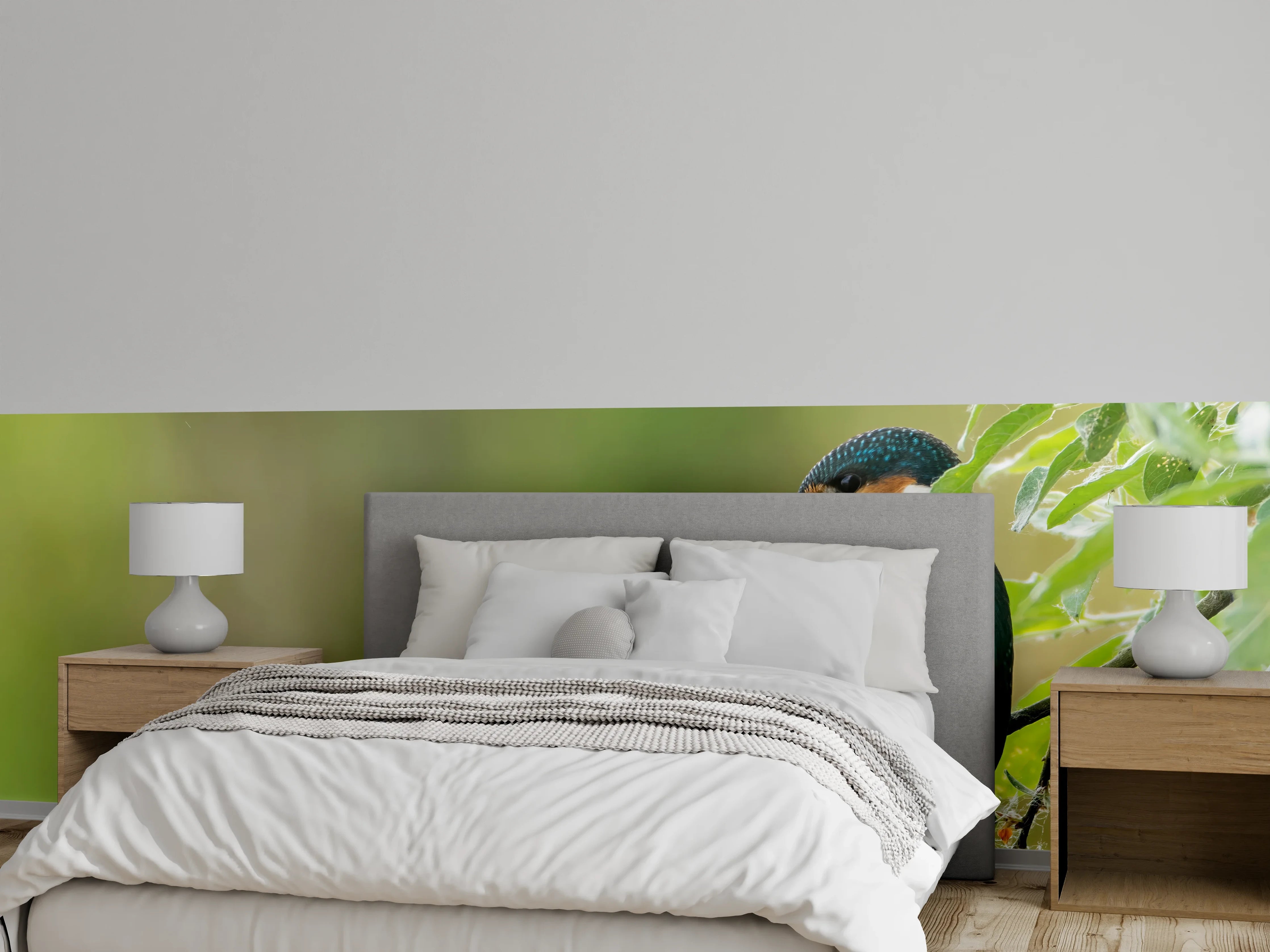 Wandverkleidung Schlafzimmer - Exotischer friedlicher Eisvogel