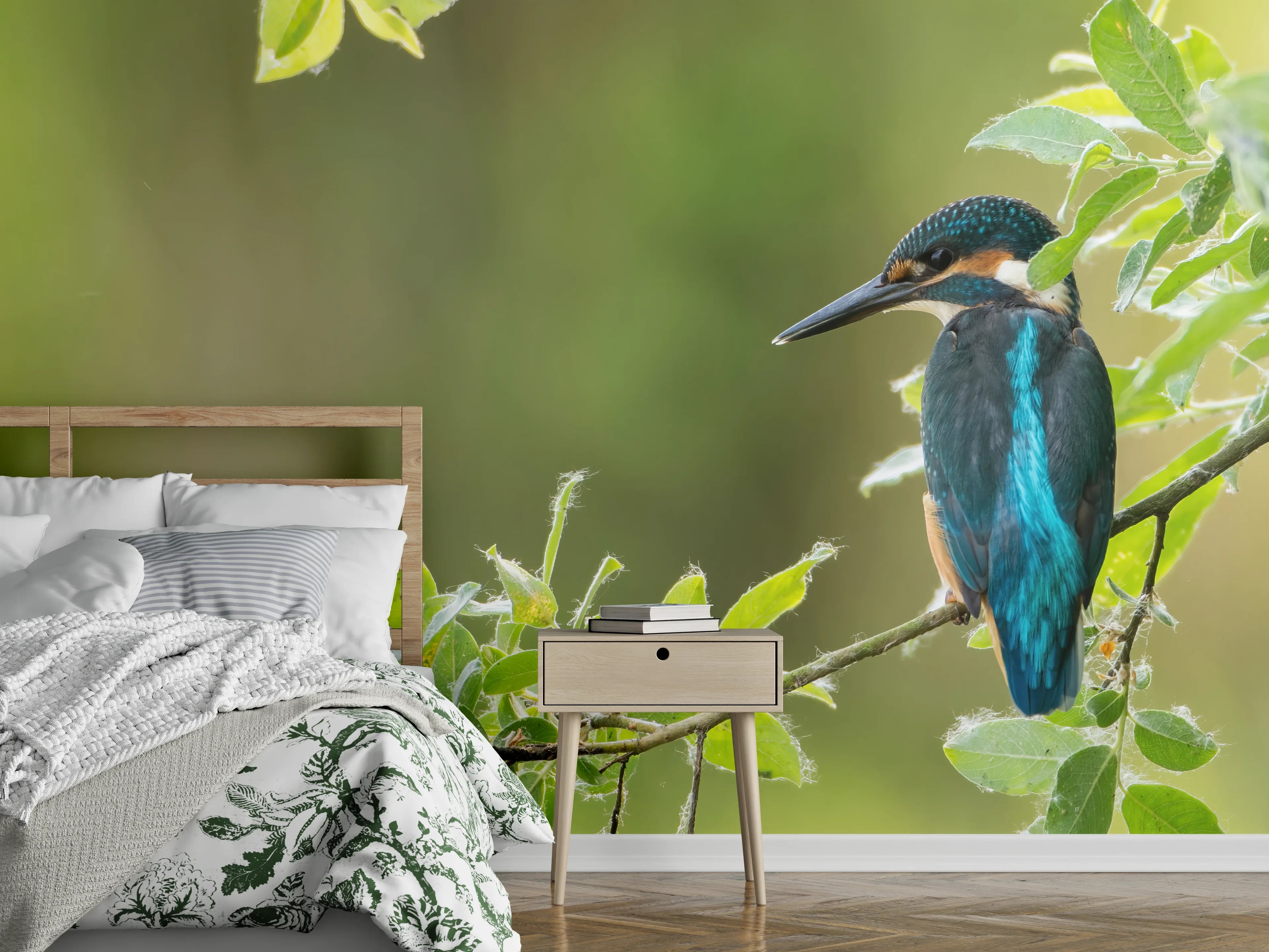 Wandverkleidung Schlafzimmer - Exotischer friedlicher Eisvogel