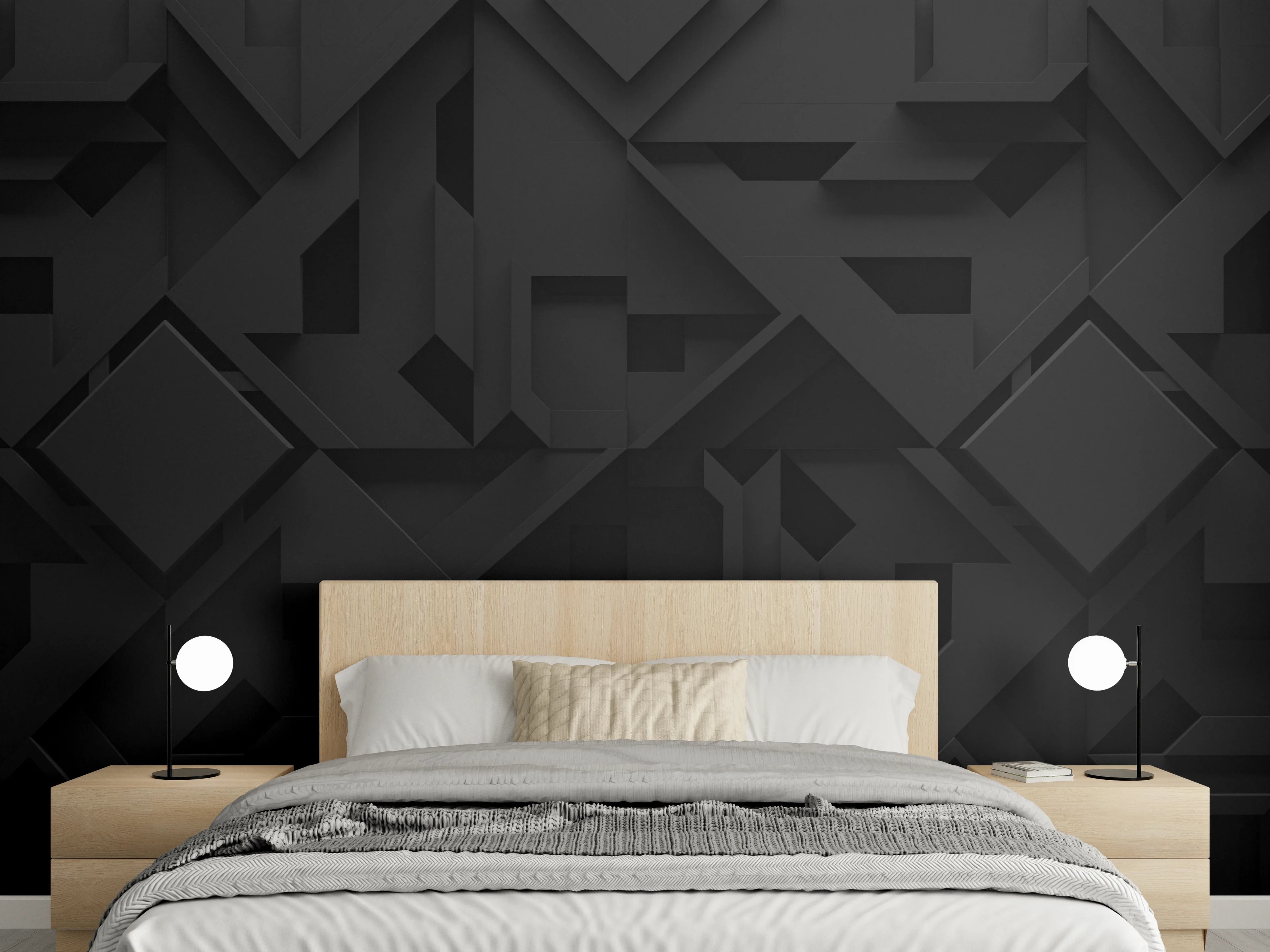 Wandverkleidung Schlafzimmer - Extra-Dunkler Schwarz 3D Hintergrund