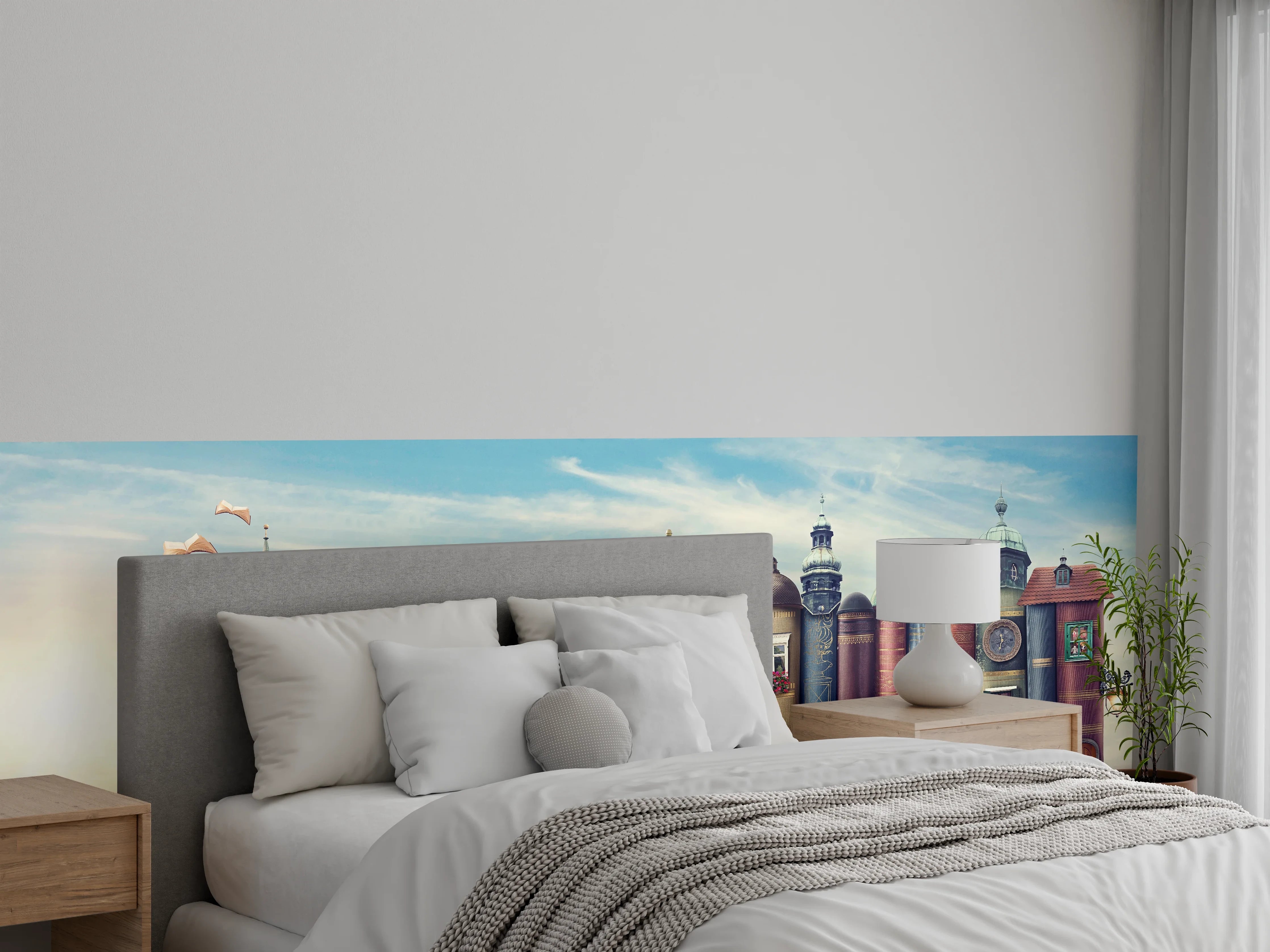 Wandverkleidung Schlafzimmer - Fantasievolle Hausfassaden Stadt Illustration