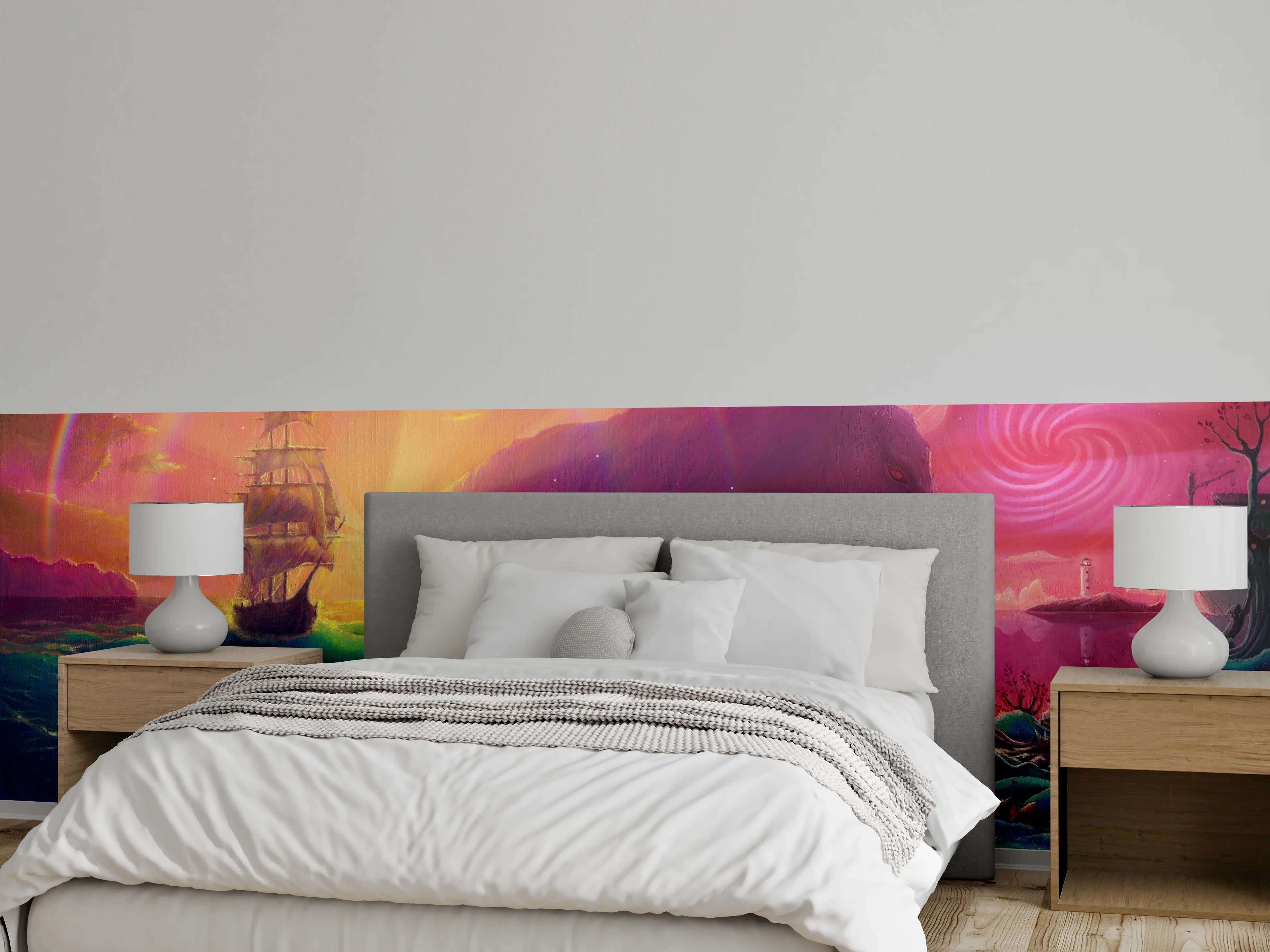 Wandverkleidung Schlafzimmer - Fantasy Ölgemälde-Sonnenuntergang Meer