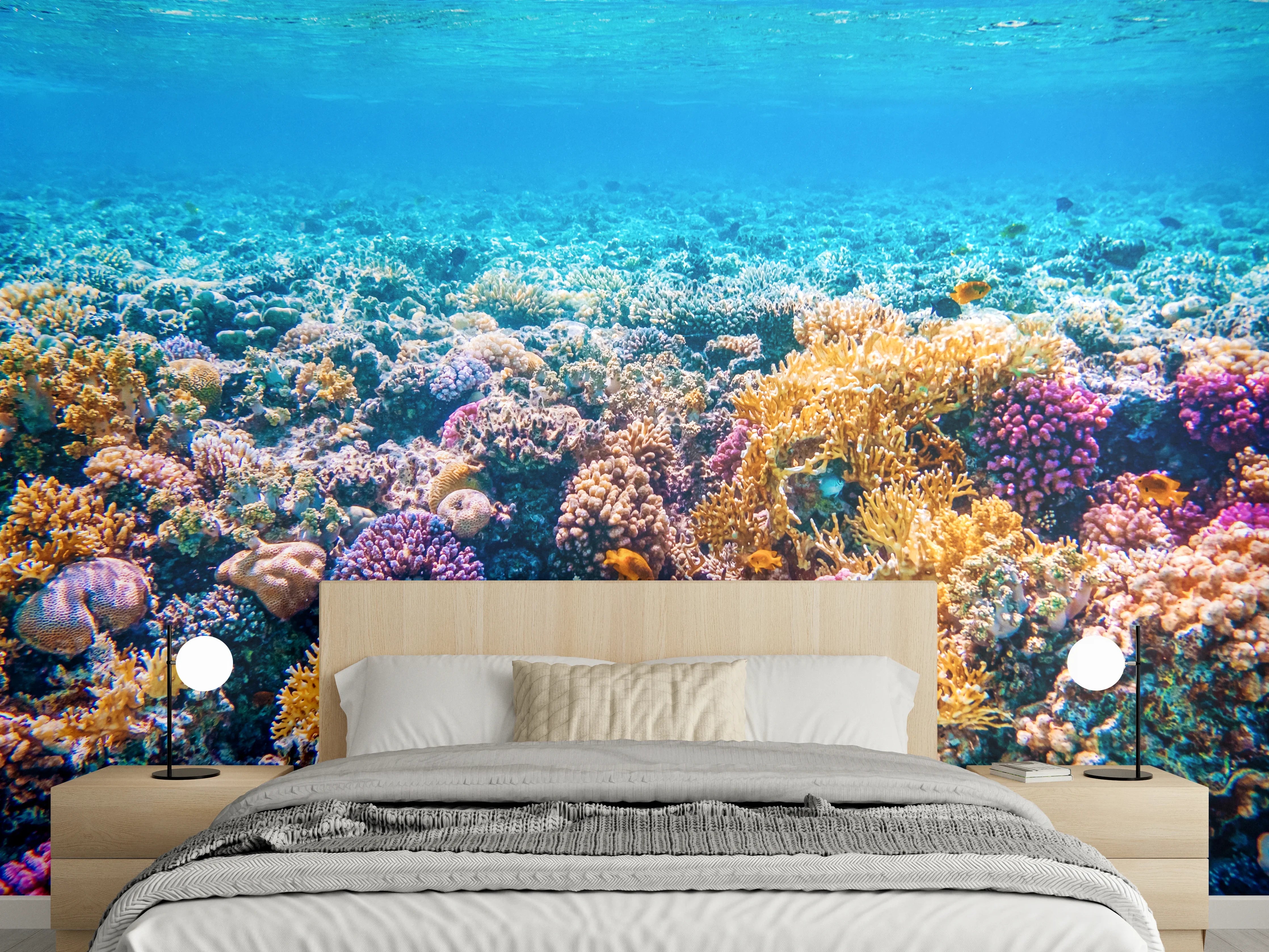 Wandverkleidung Schlafzimmer - Farbenfrohes Korallenriff Unterwasserfotografie
