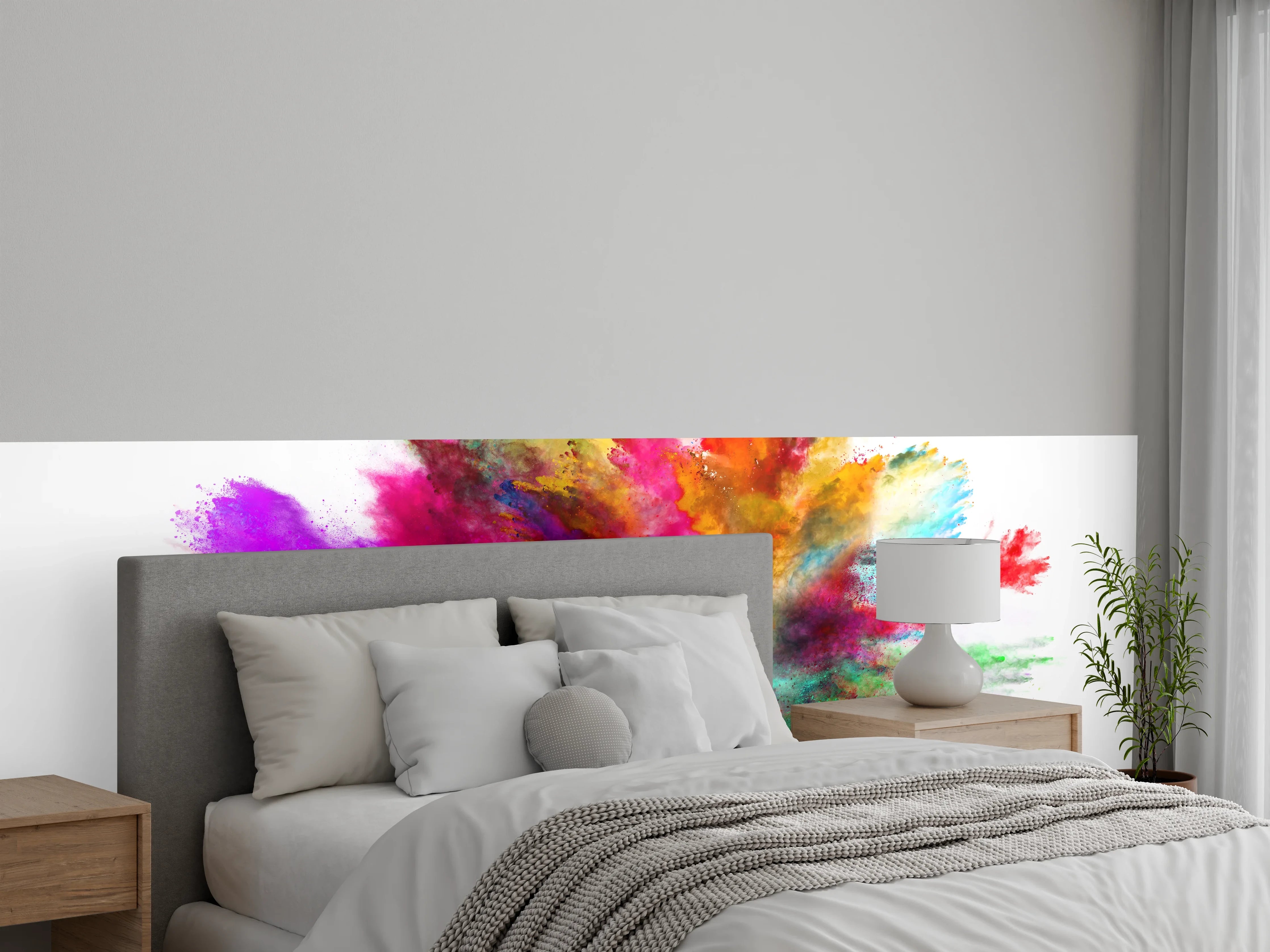 Wandverkleidung Schlafzimmer - Farbexplosion Abstrakt Kunst Poster