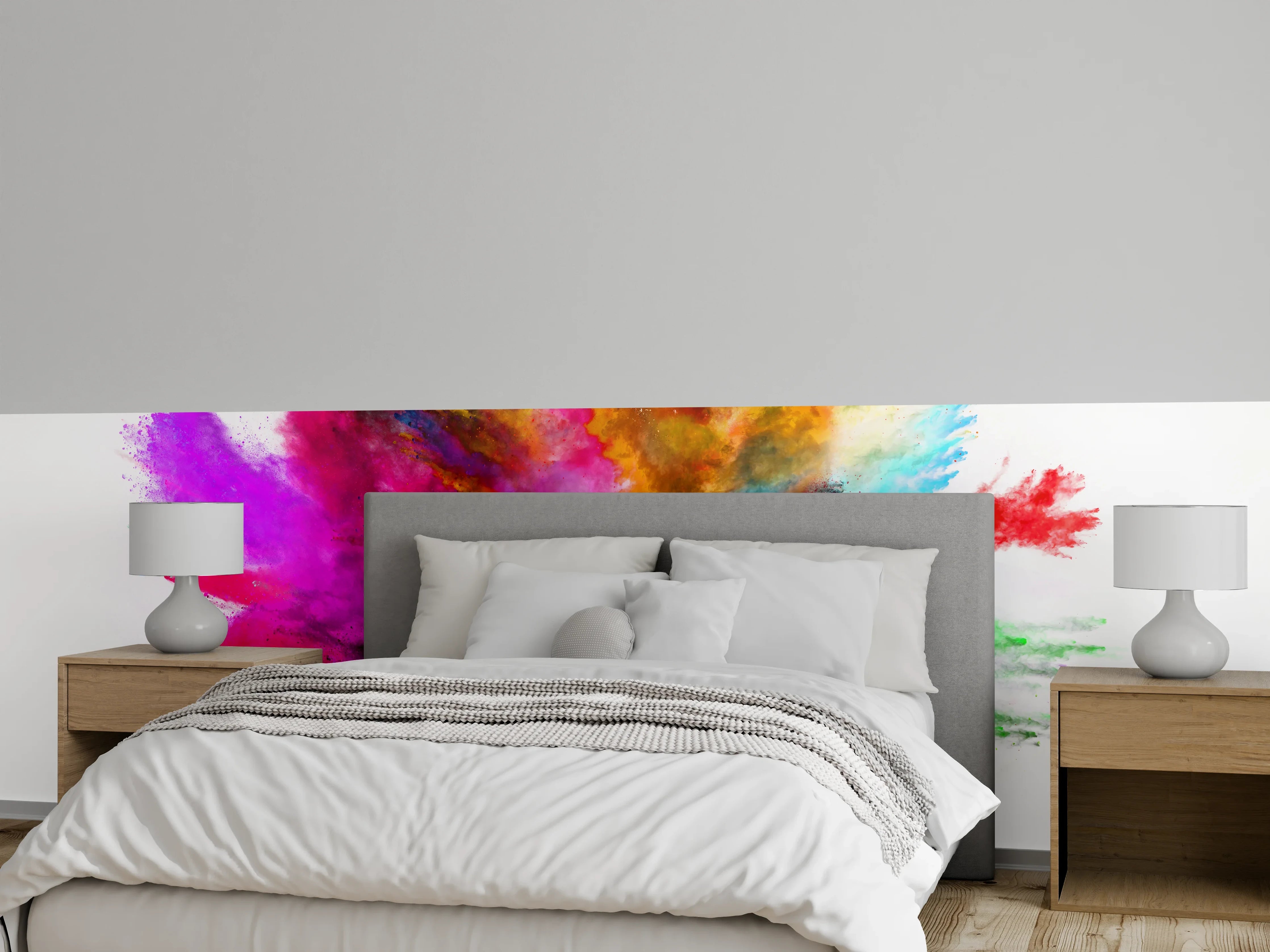Wandverkleidung Schlafzimmer - Farbexplosion Abstrakt Kunst Poster