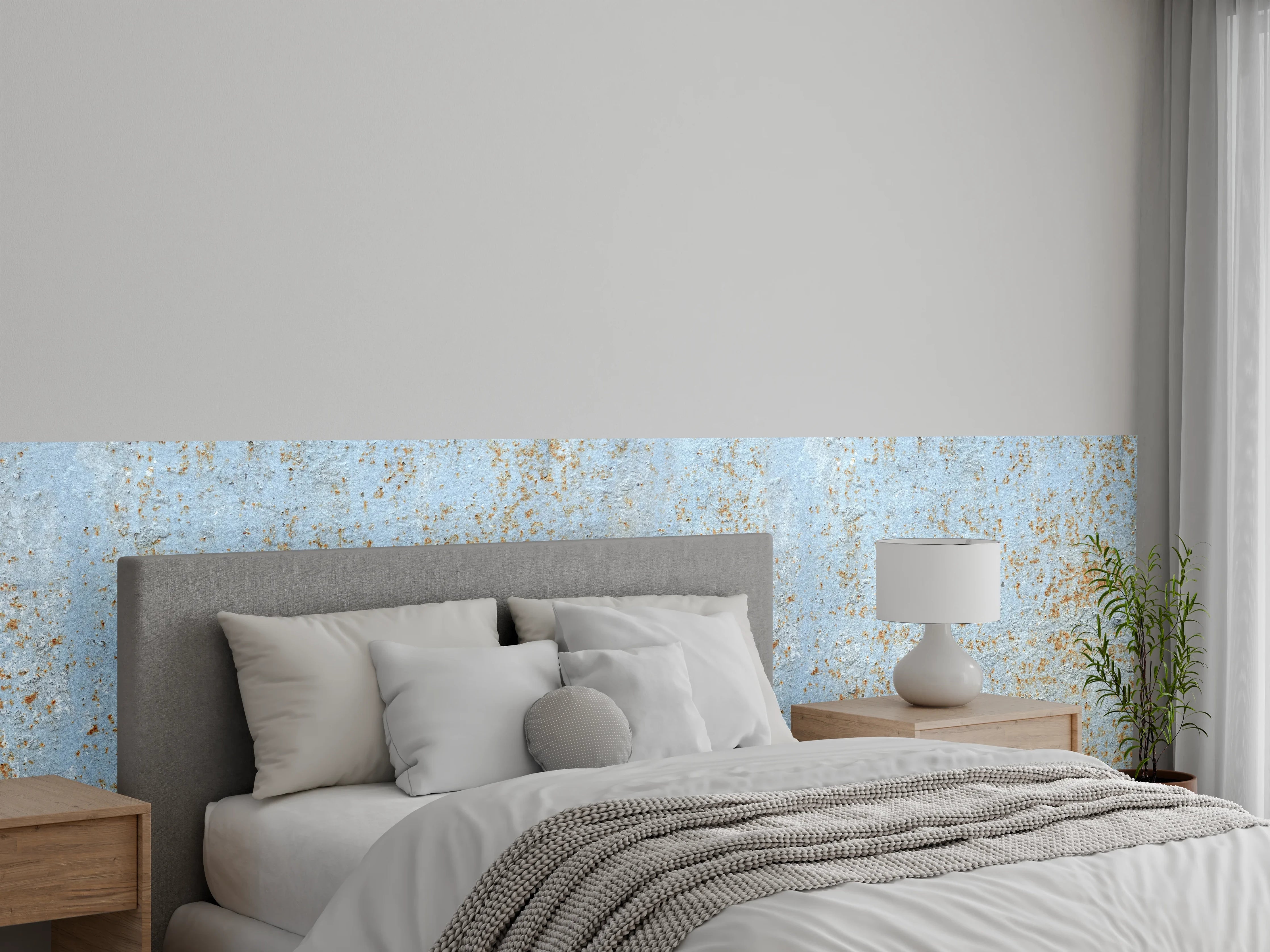 Wandverkleidung Schlafzimmer - Farbflocken auf rostigem Metallblech