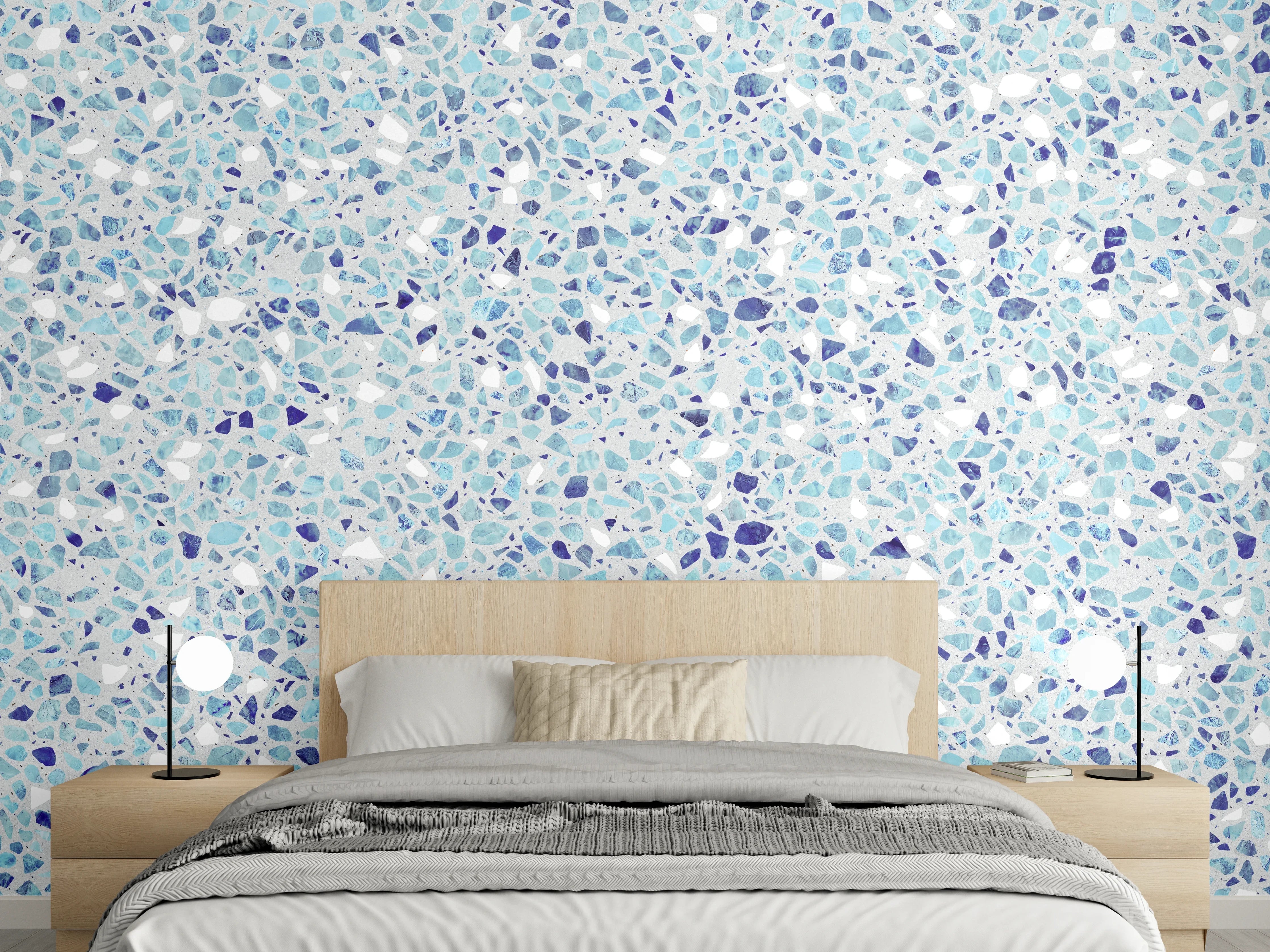 Wandverkleidung Schlafzimmer - Farbige Terrazzo Stein Textur