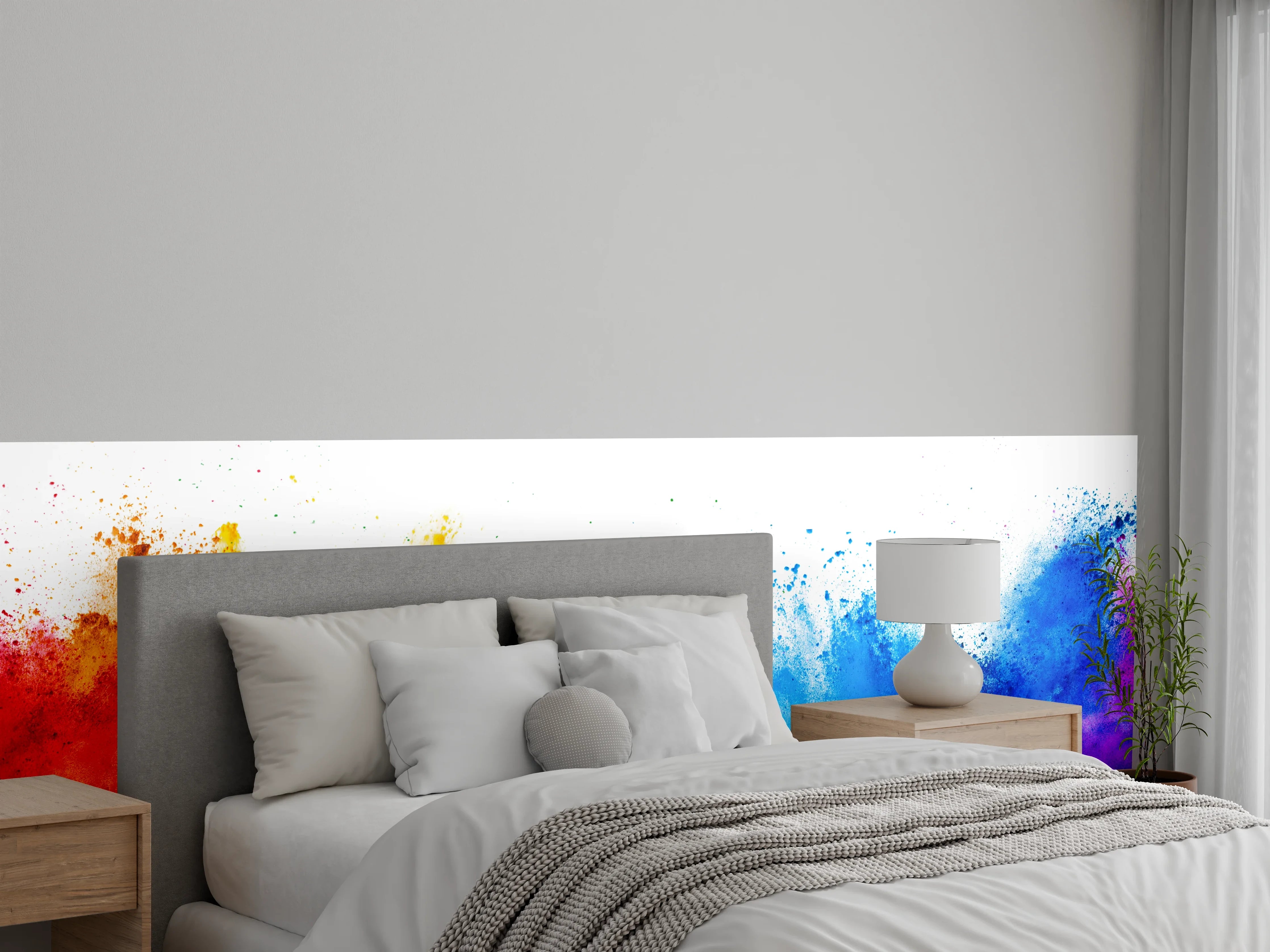 Wandverkleidung Schlafzimmer - Farbspektakel Aquarell Explosion Wandbild