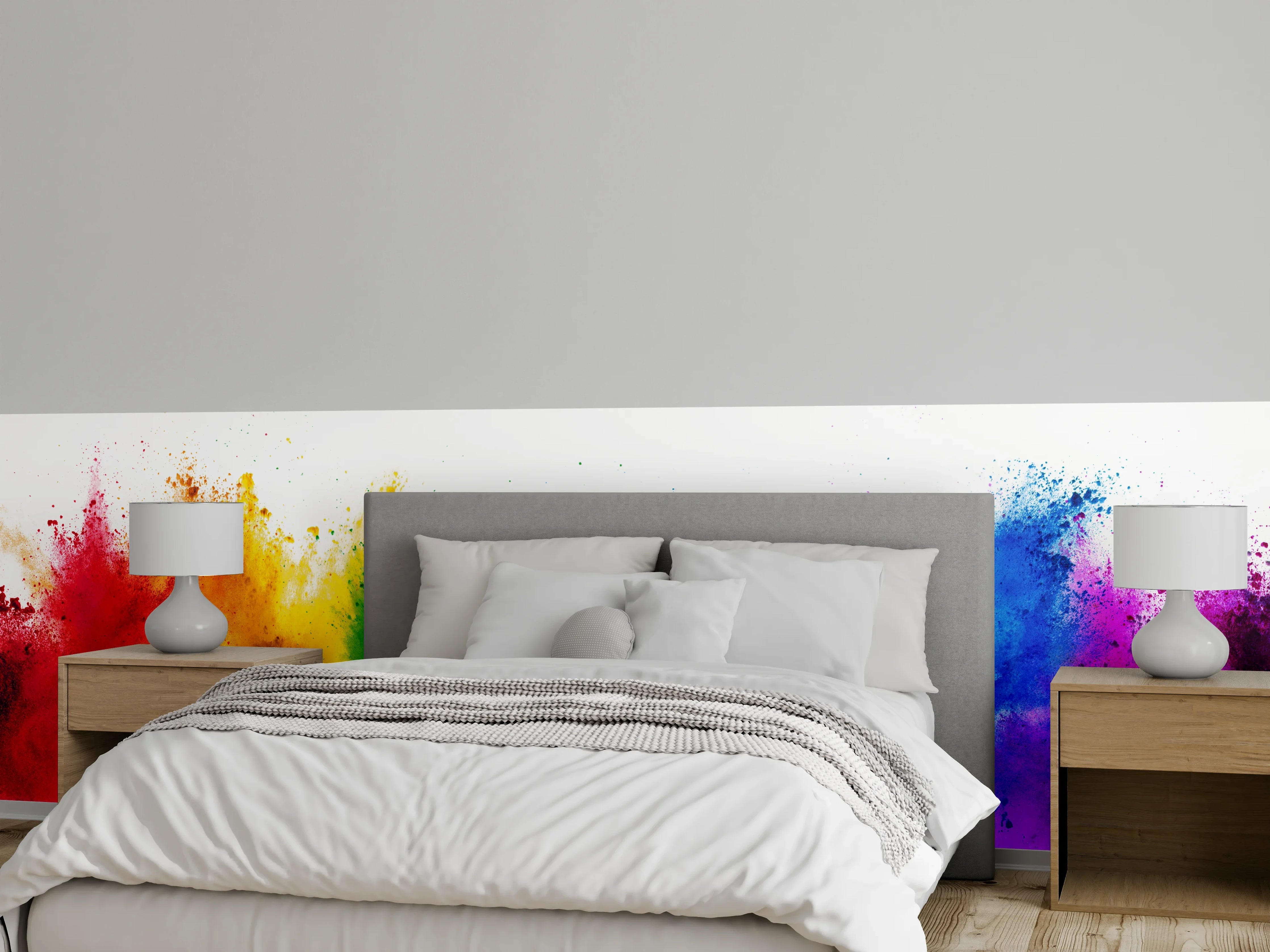 Wandverkleidung Schlafzimmer - Farbspektakel Aquarell Explosion Wandbild