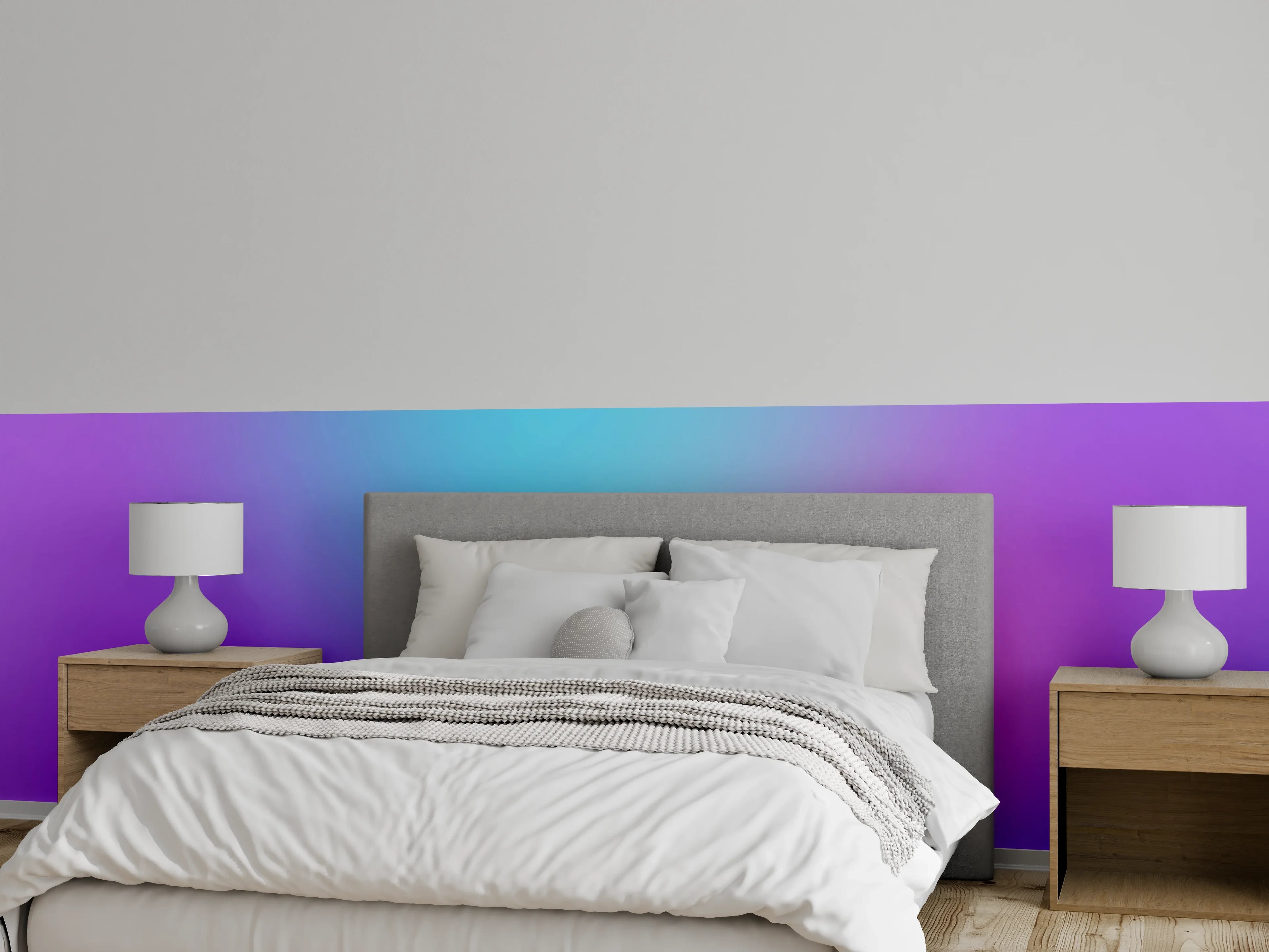 Wandverkleidung Schlafzimmer - Farbverlauf Blau Pink Lila Abstrakt