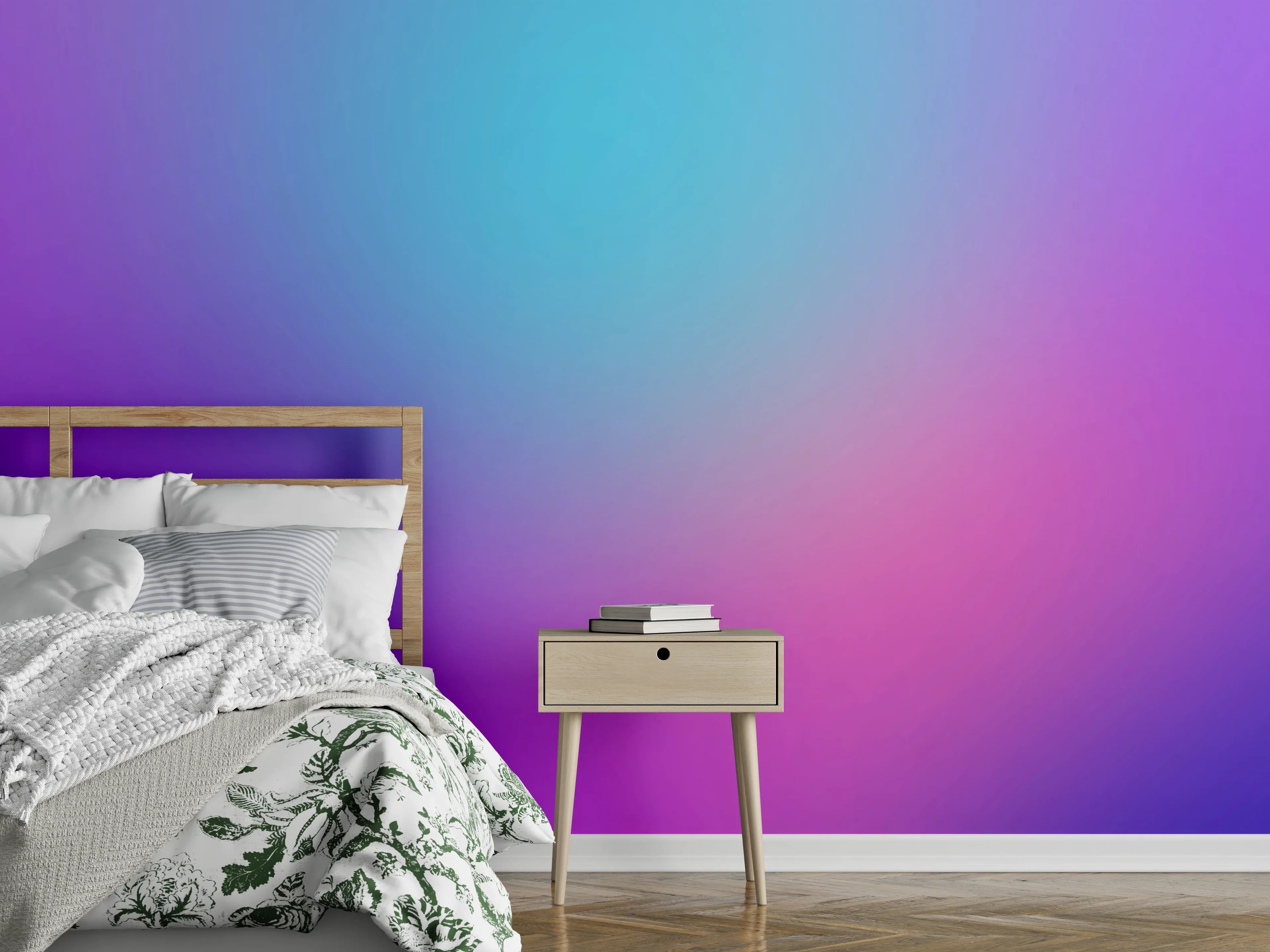 Wandverkleidung Schlafzimmer - Farbverlauf Blau Pink Lila Abstrakt