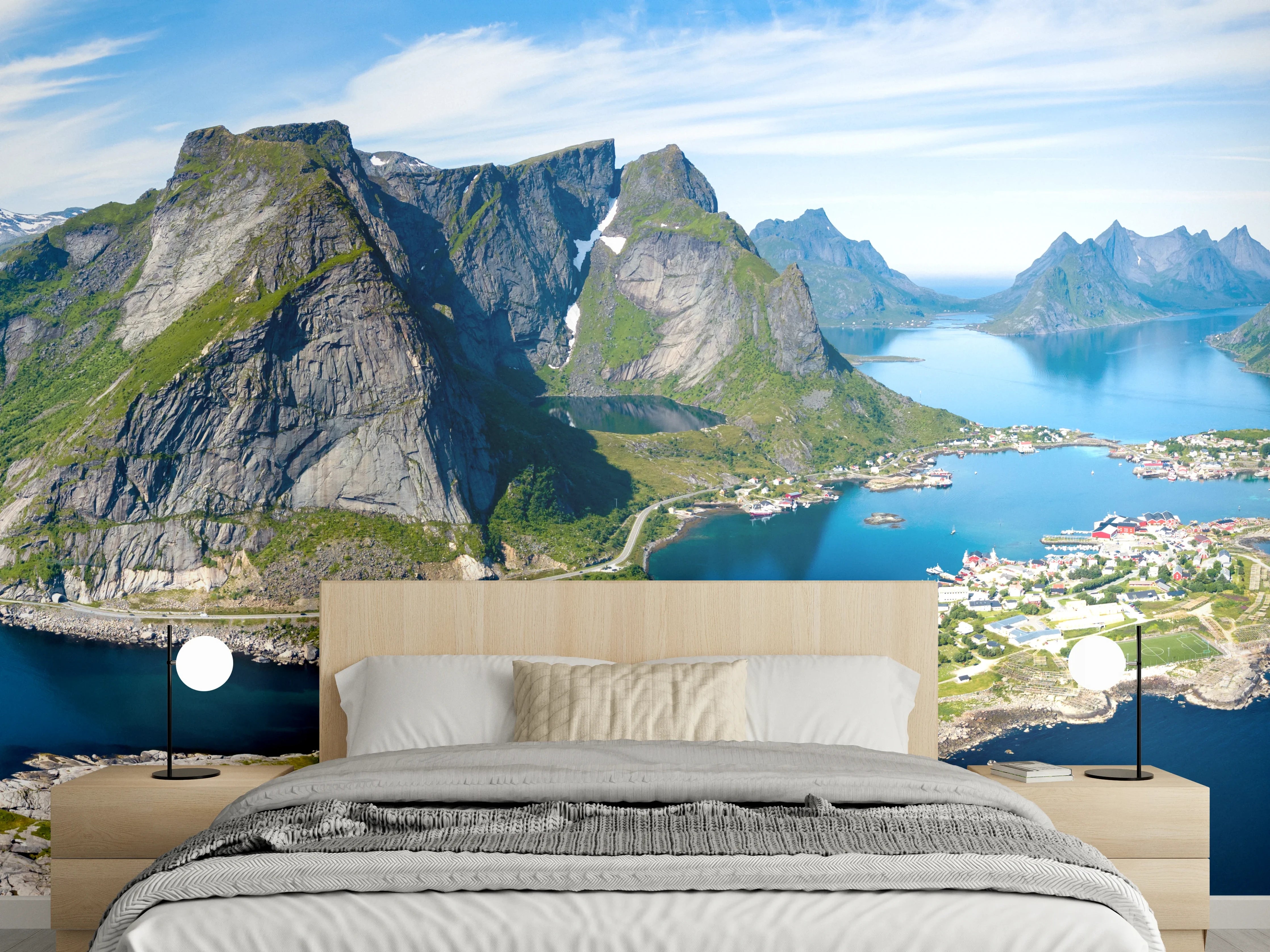 Wandverkleidung Schlafzimmer - Faszinierende norwegische Fjordlandschaft Panorama