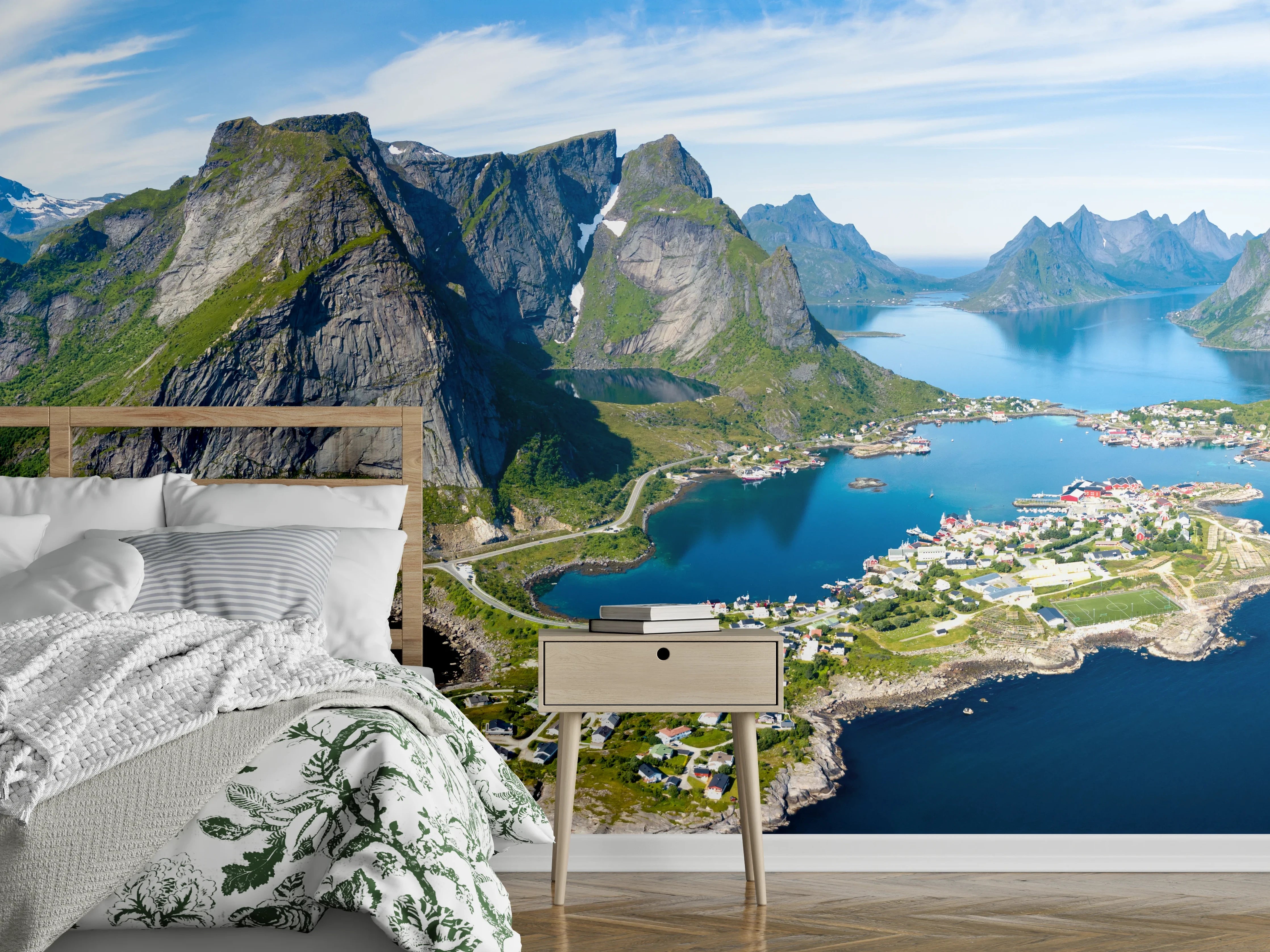 Wandverkleidung Schlafzimmer - Faszinierende norwegische Fjordlandschaft Panorama