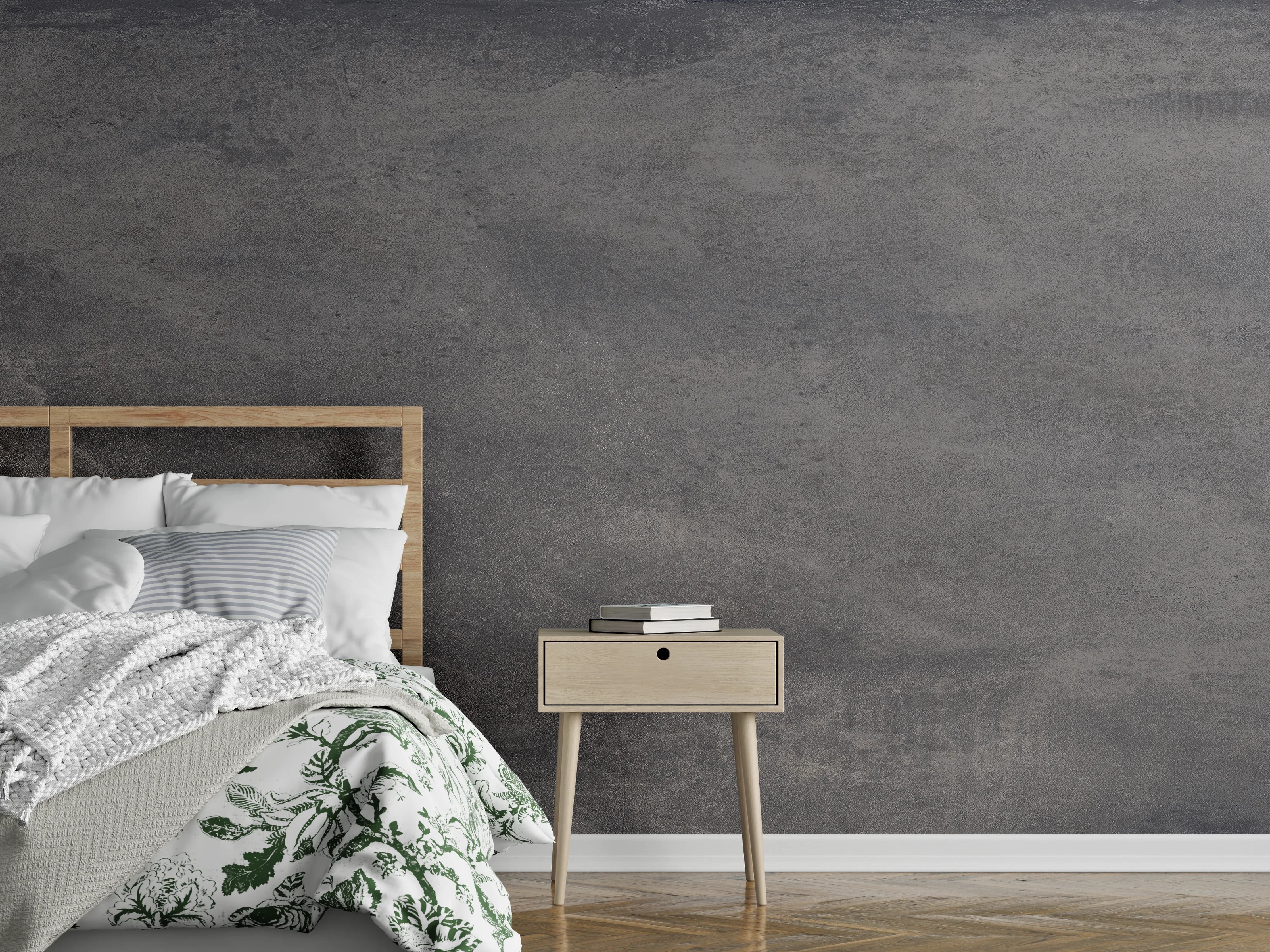 Wandverkleidung Schlafzimmer - Feine dunkle Betonwand