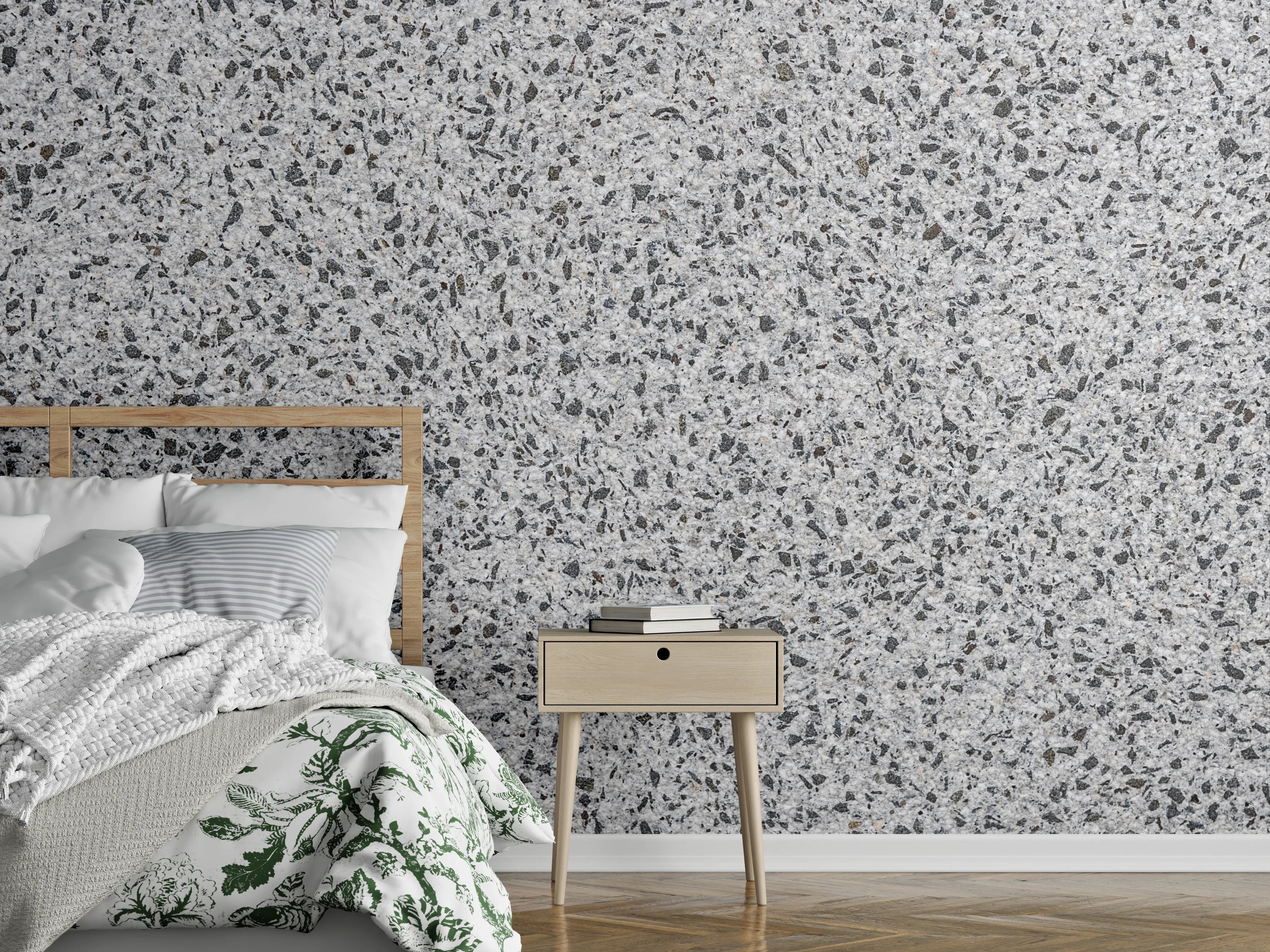 Wandverkleidung Schlafzimmer - Feine graue Granitstruktur