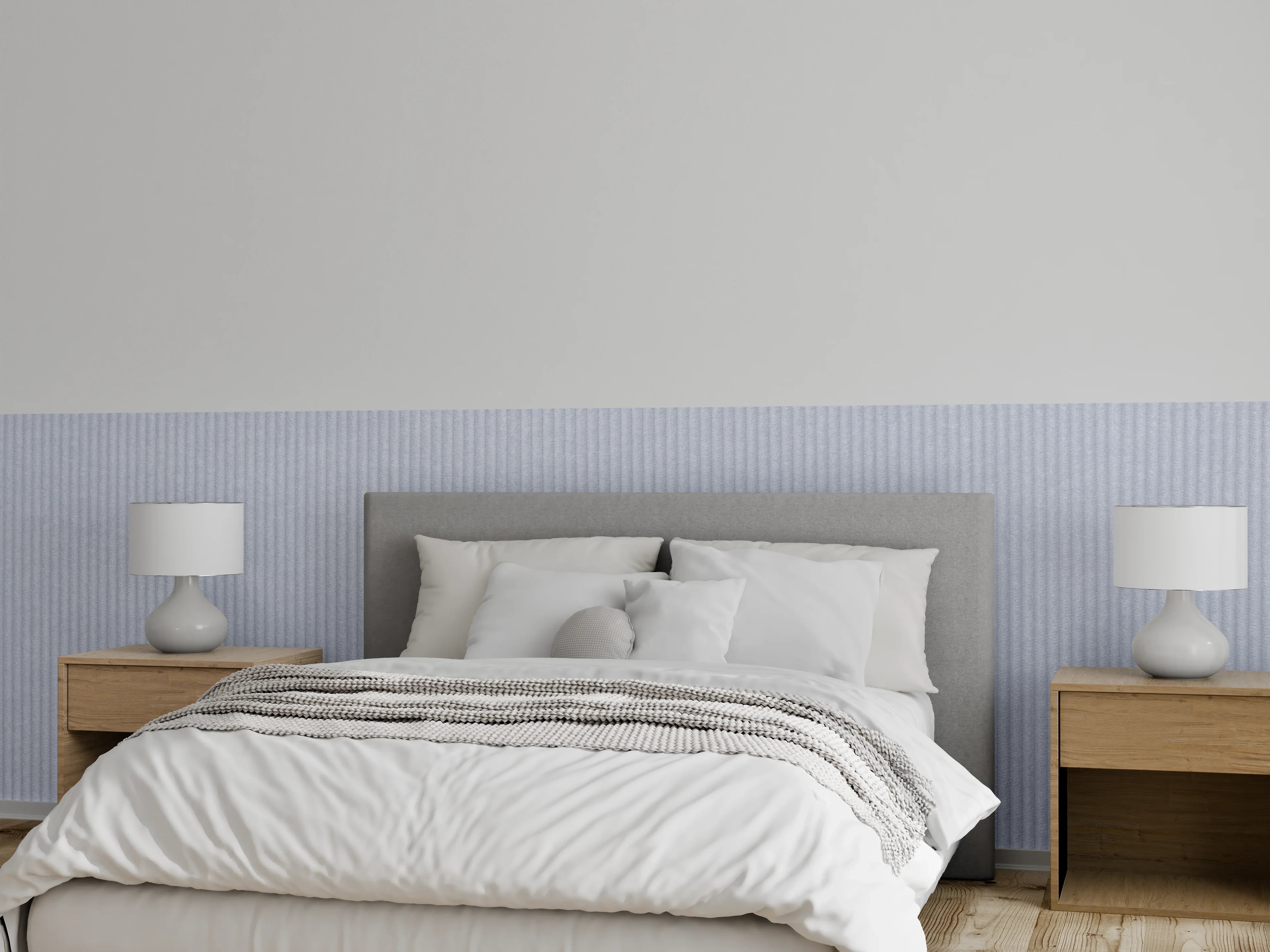 Wandverkleidung Schlafzimmer - Feine graue Linienstruktur – modern & dezent