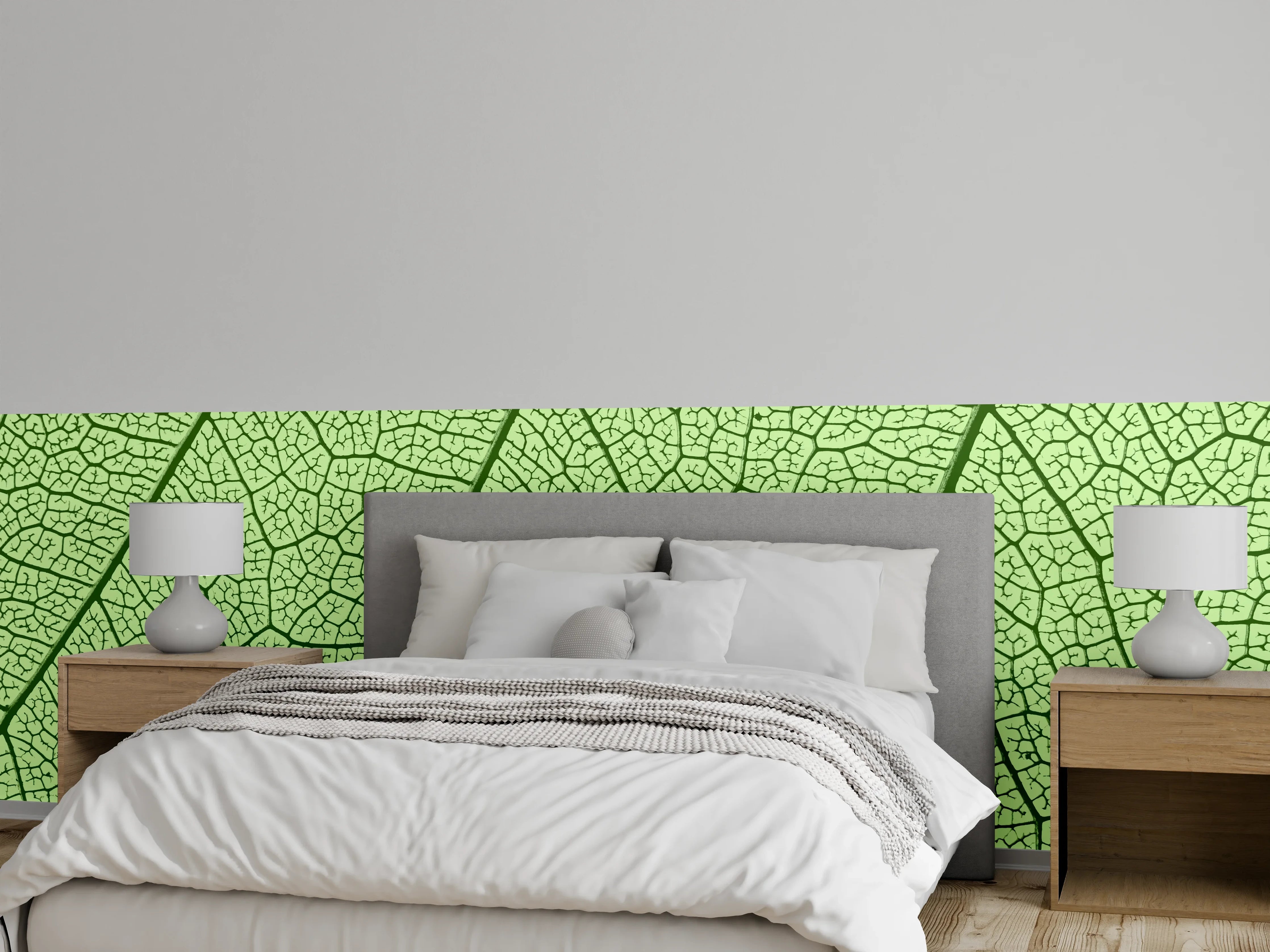 Wandverkleidung Schlafzimmer - Feine grüne Blattstruktur Naturmuster