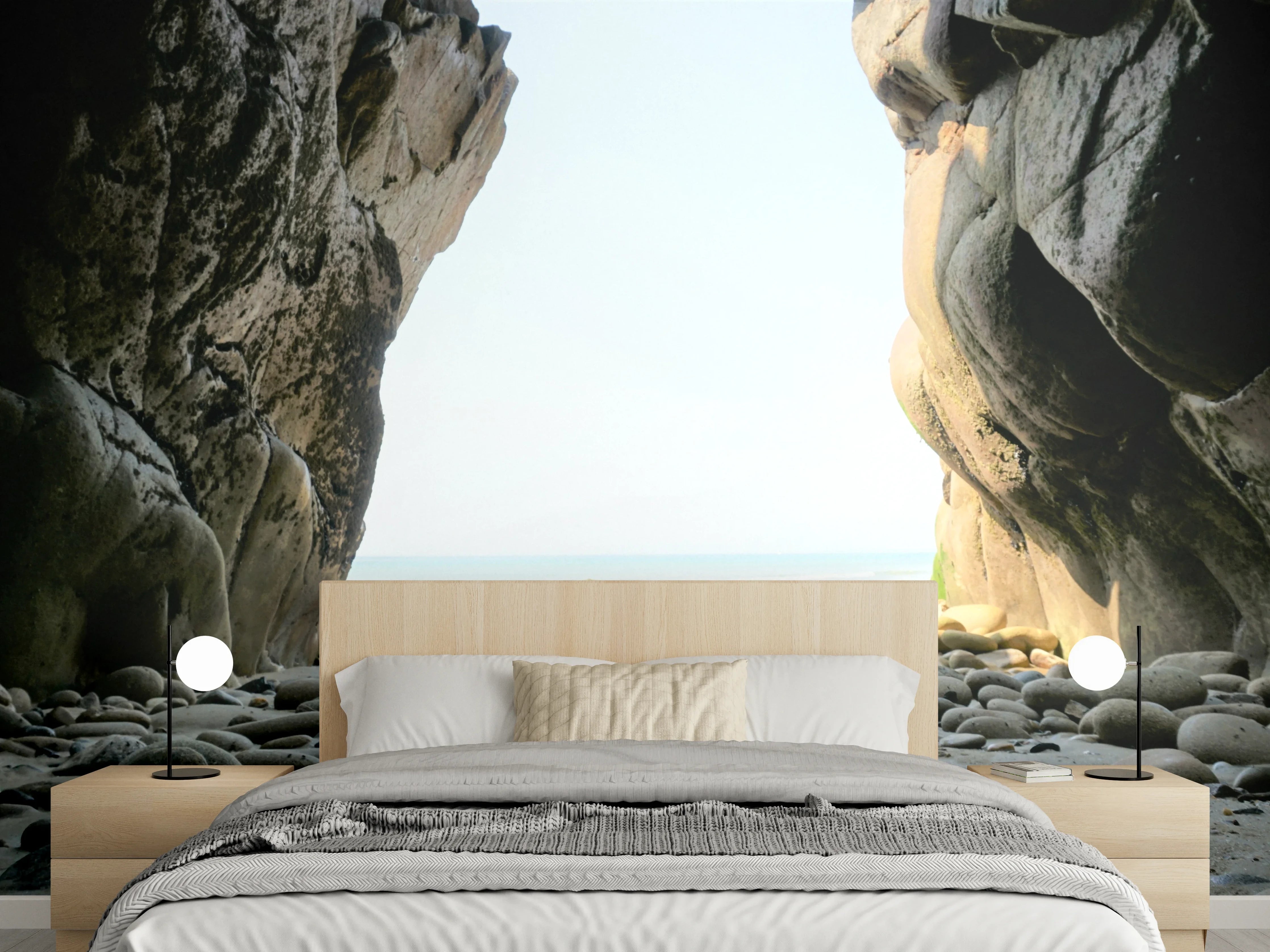 Wandverkleidung Schlafzimmer - Felsenhöhle mit Blick aufs Meer