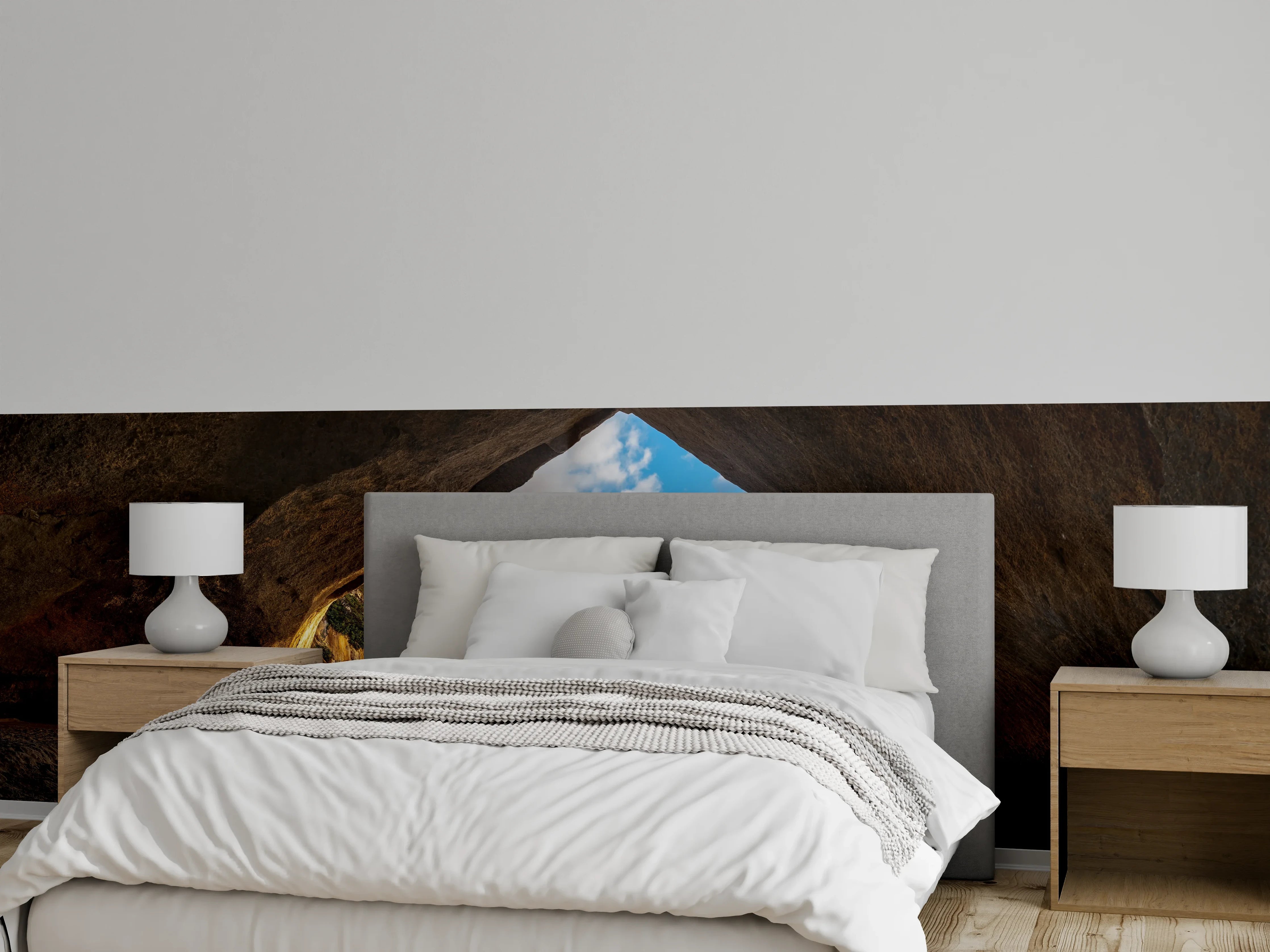 Wandverkleidung Schlafzimmer - Felsentor am Strand Panorama