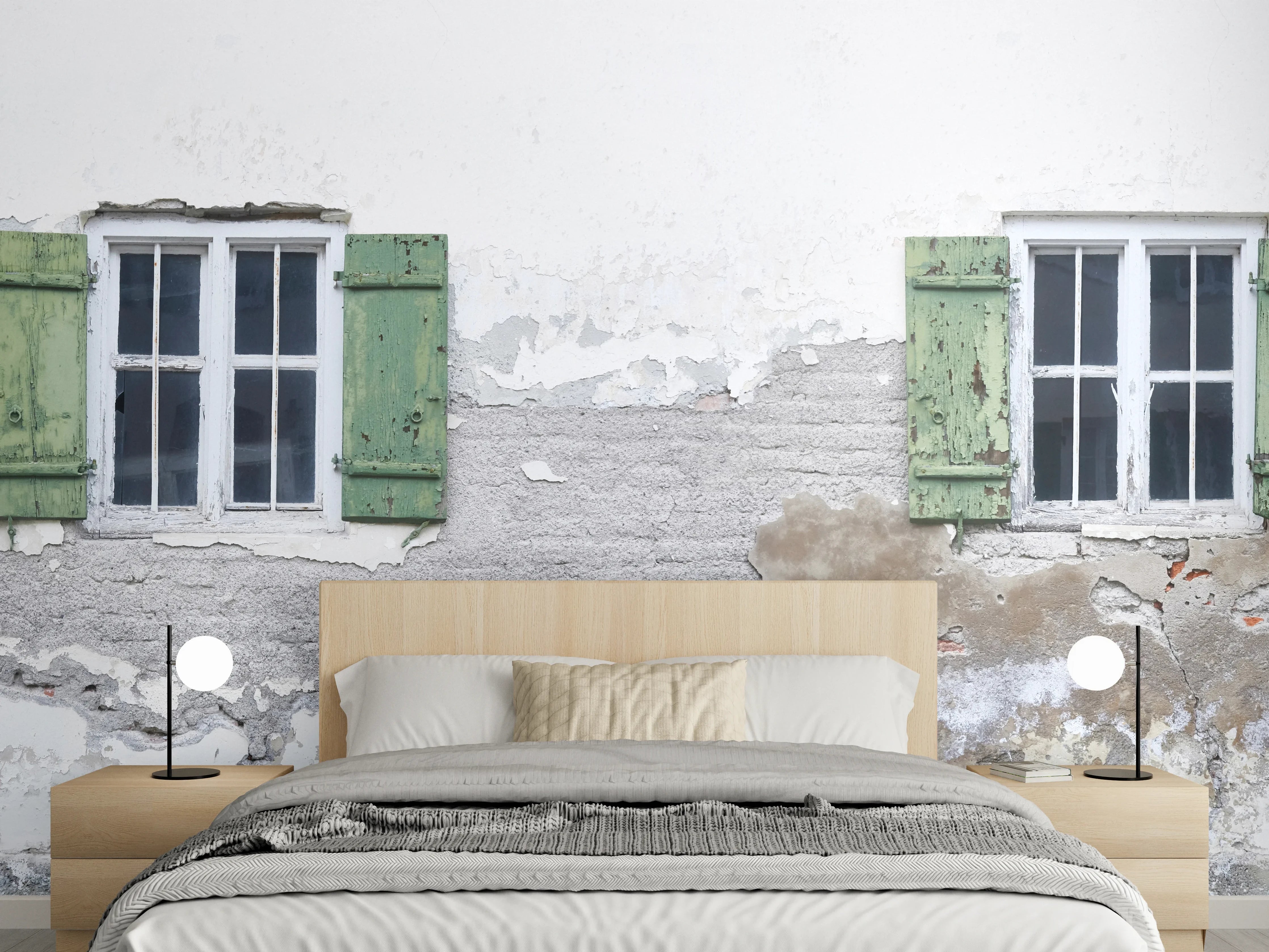 Wandverkleidung Schlafzimmer - Fensterrahmen einer veralteten Hauswand