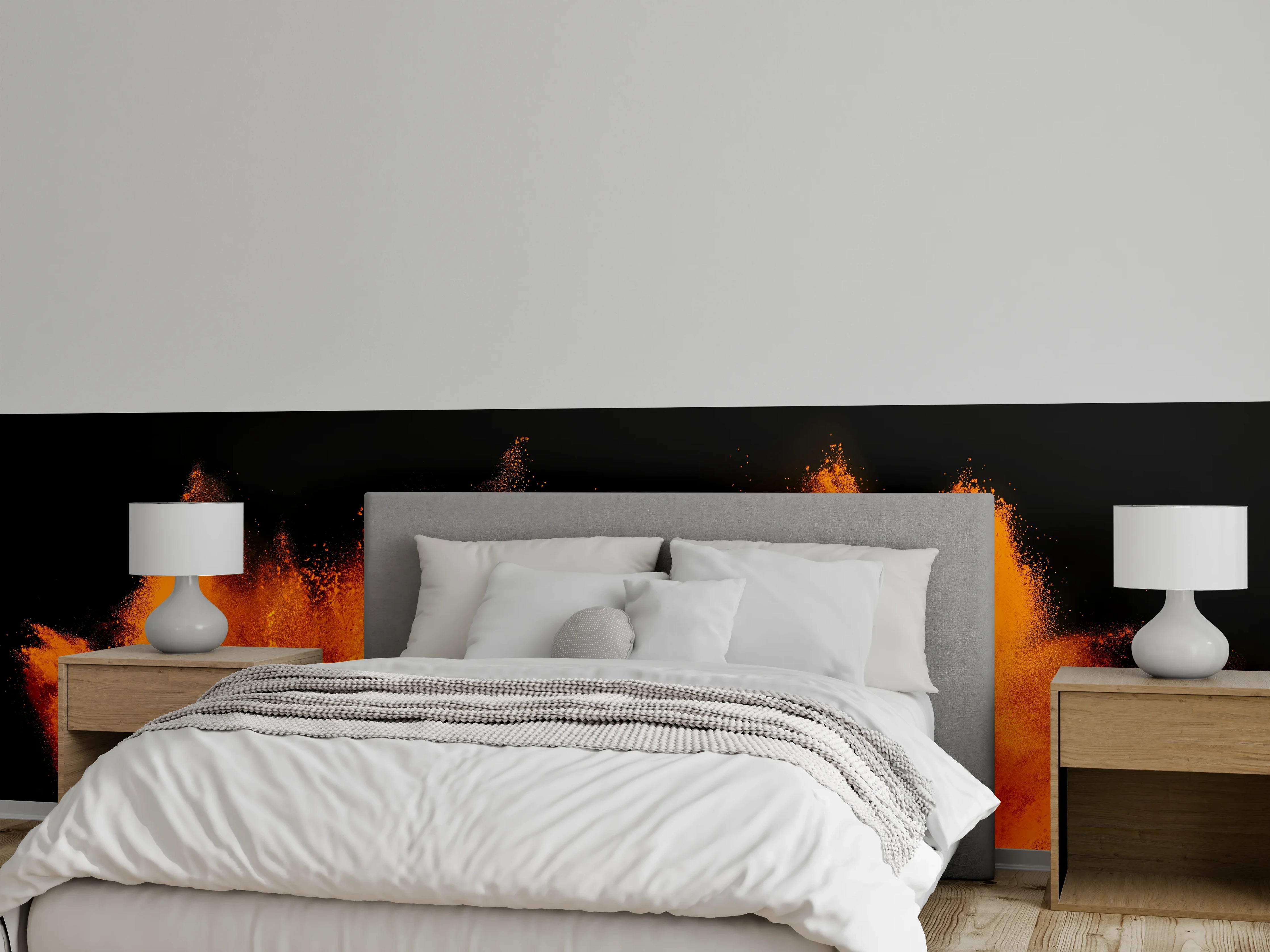 Wandverkleidung Schlafzimmer - Feurige Farbpulver Explosion Kunstmotiv