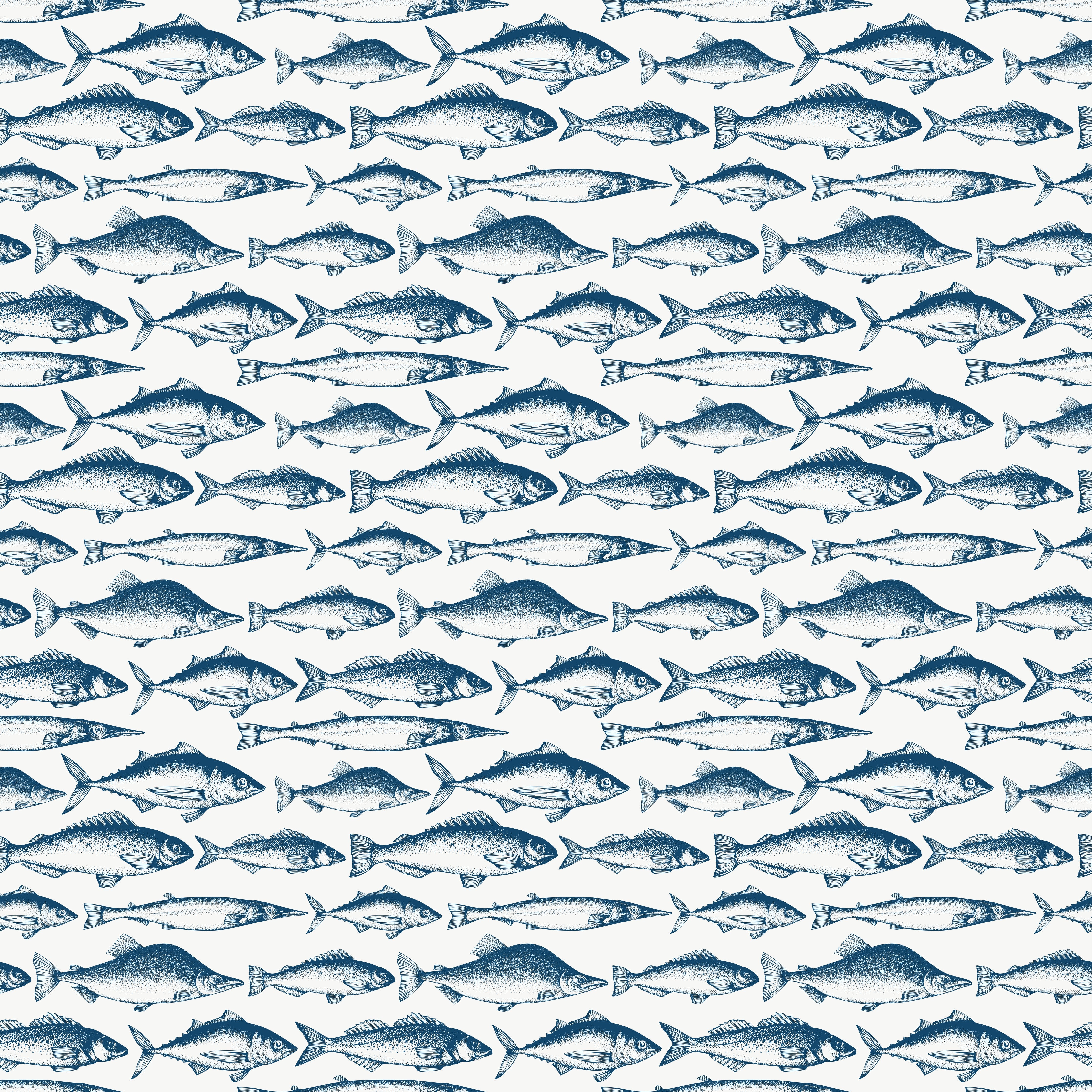 Wandverkleidung Schlafzimmer-Fisch-Design in Blau und Weiß