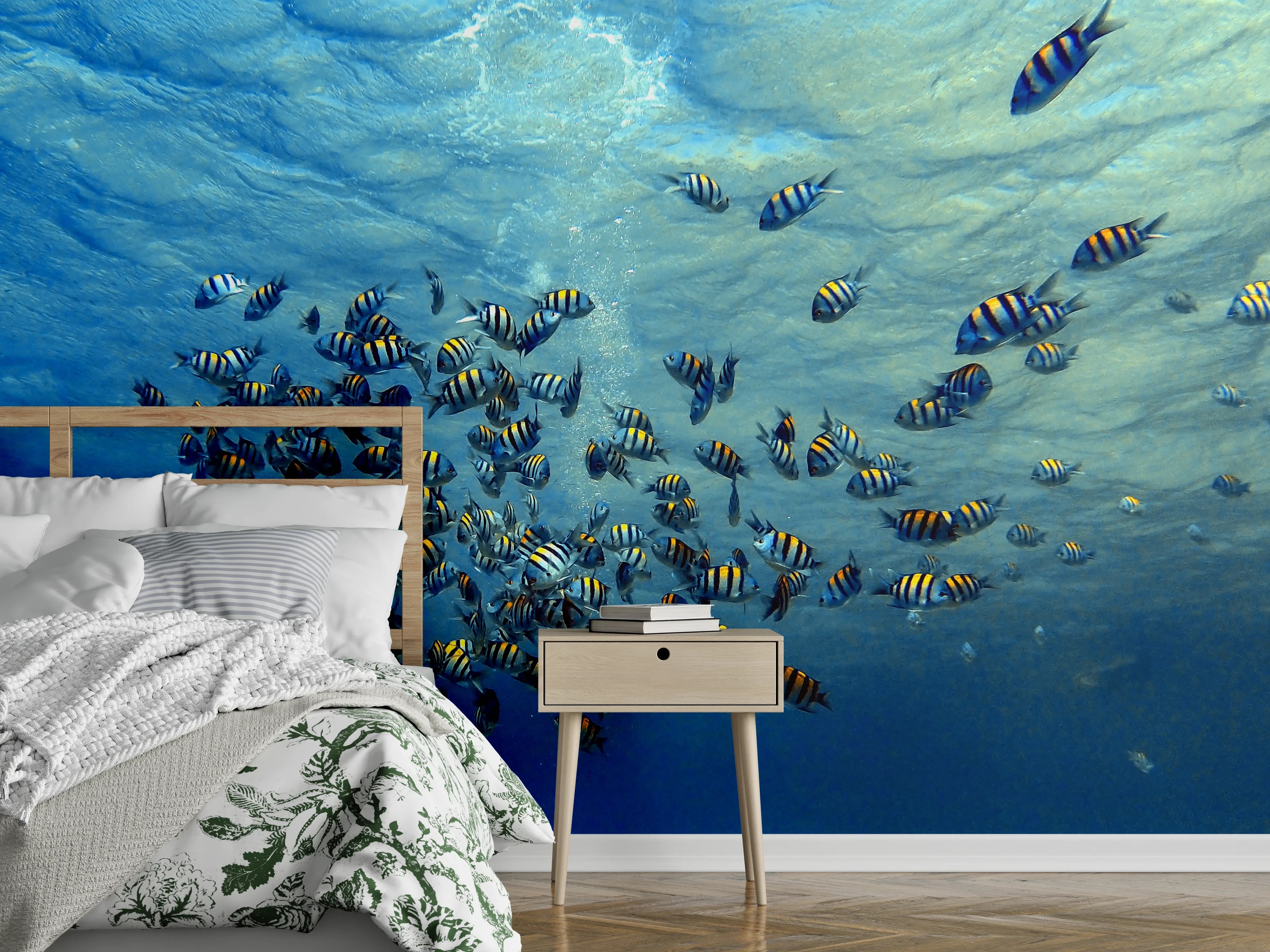 Wandverkleidung Schlafzimmer - Fische im klarem Meer