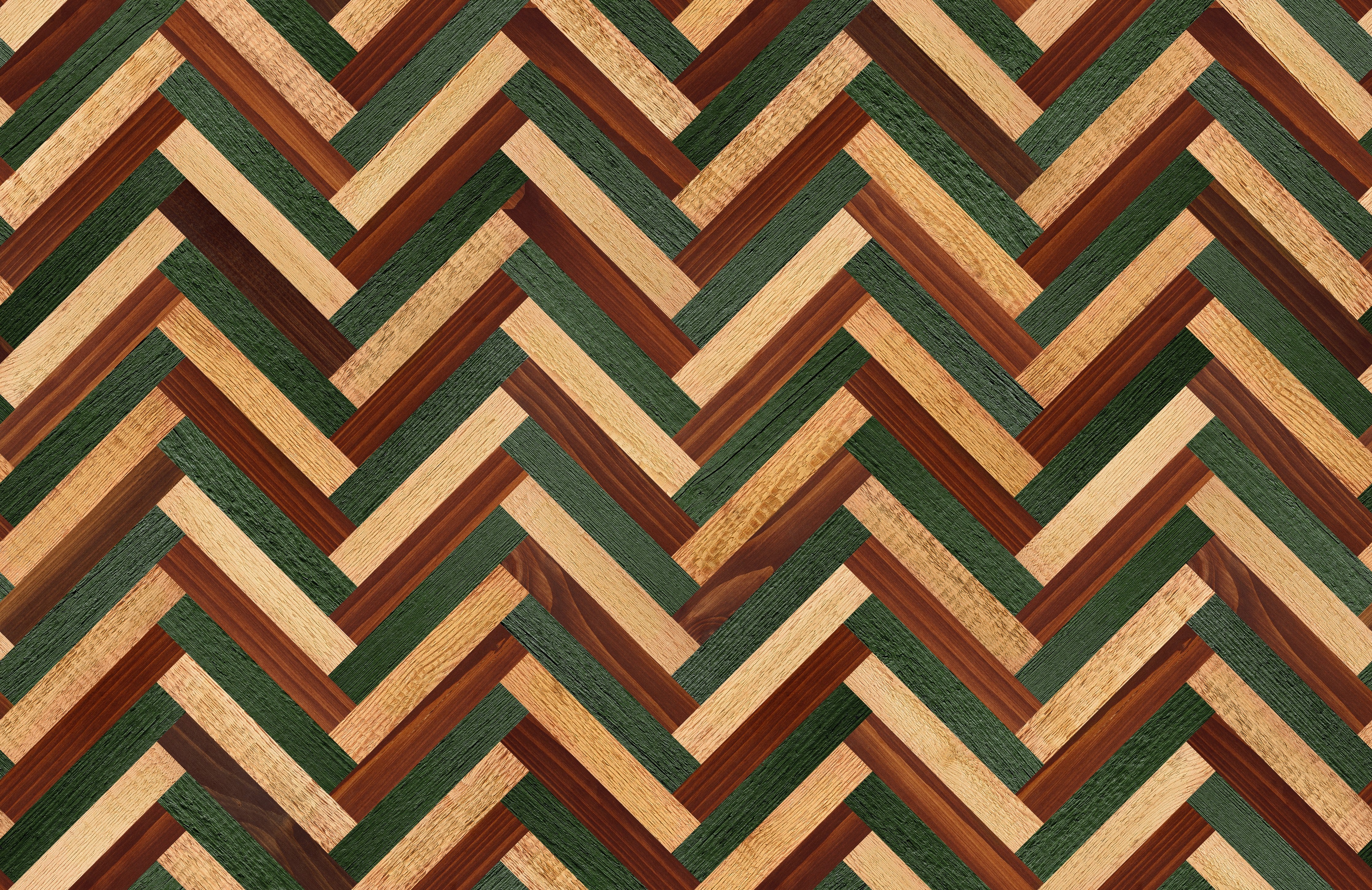 Wandverkleidung Schlafzimmer-Fischgrät Holz Muster modern grün-braun