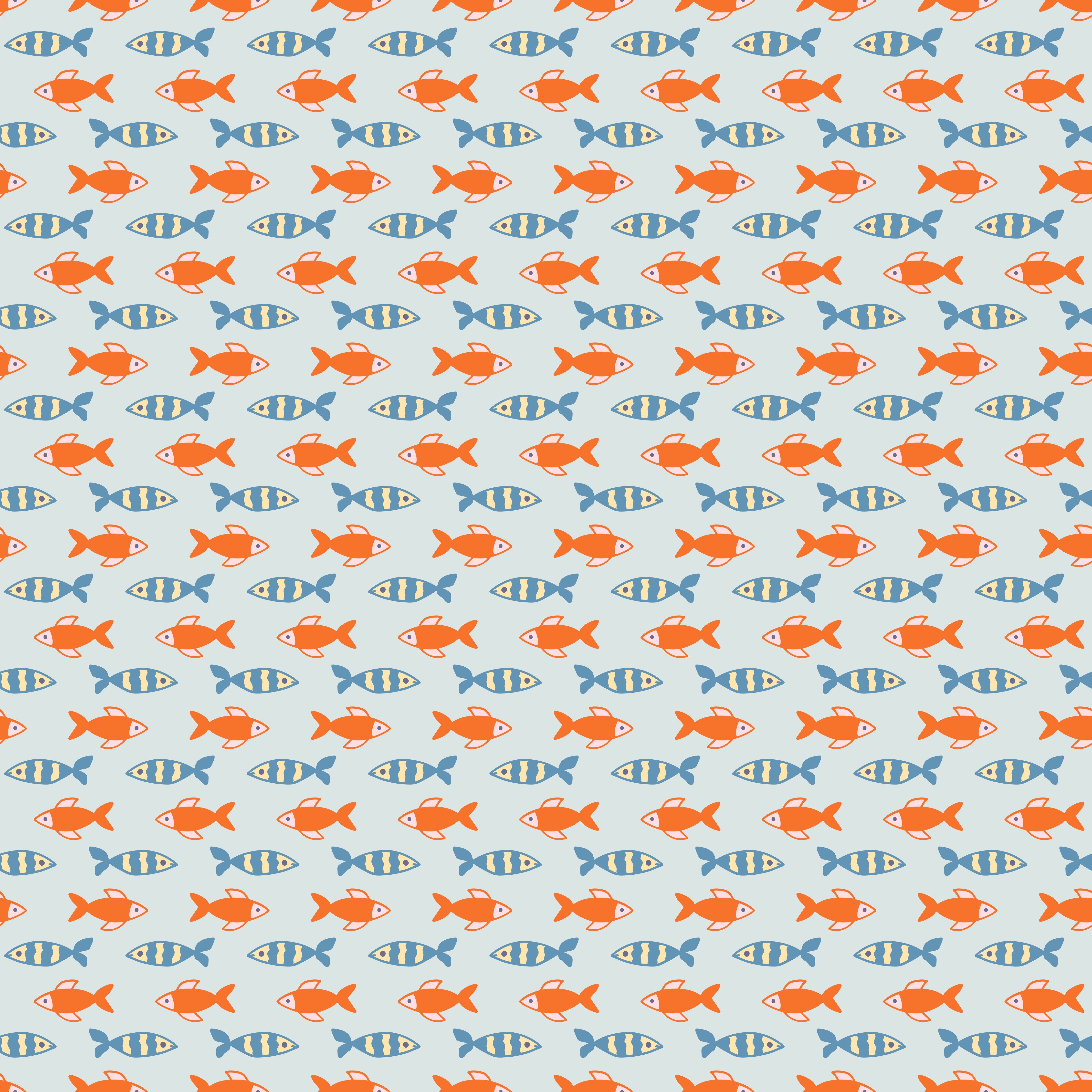 Wandverkleidung Schlafzimmer-Fischmuster Orange-Blau