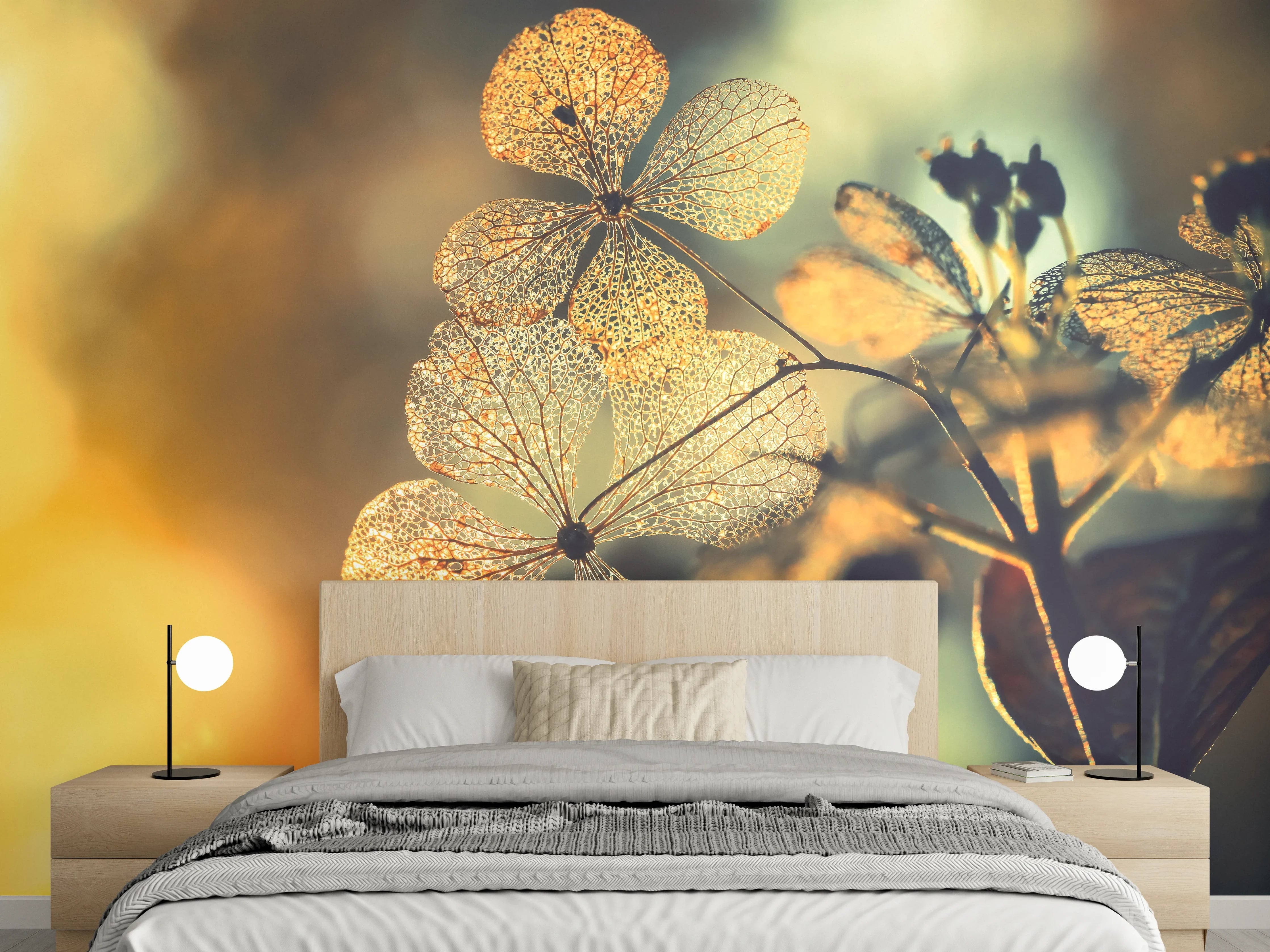 Wandverkleidung Schlafzimmer - Florale Feenflügel – Zarte Trockenblüte