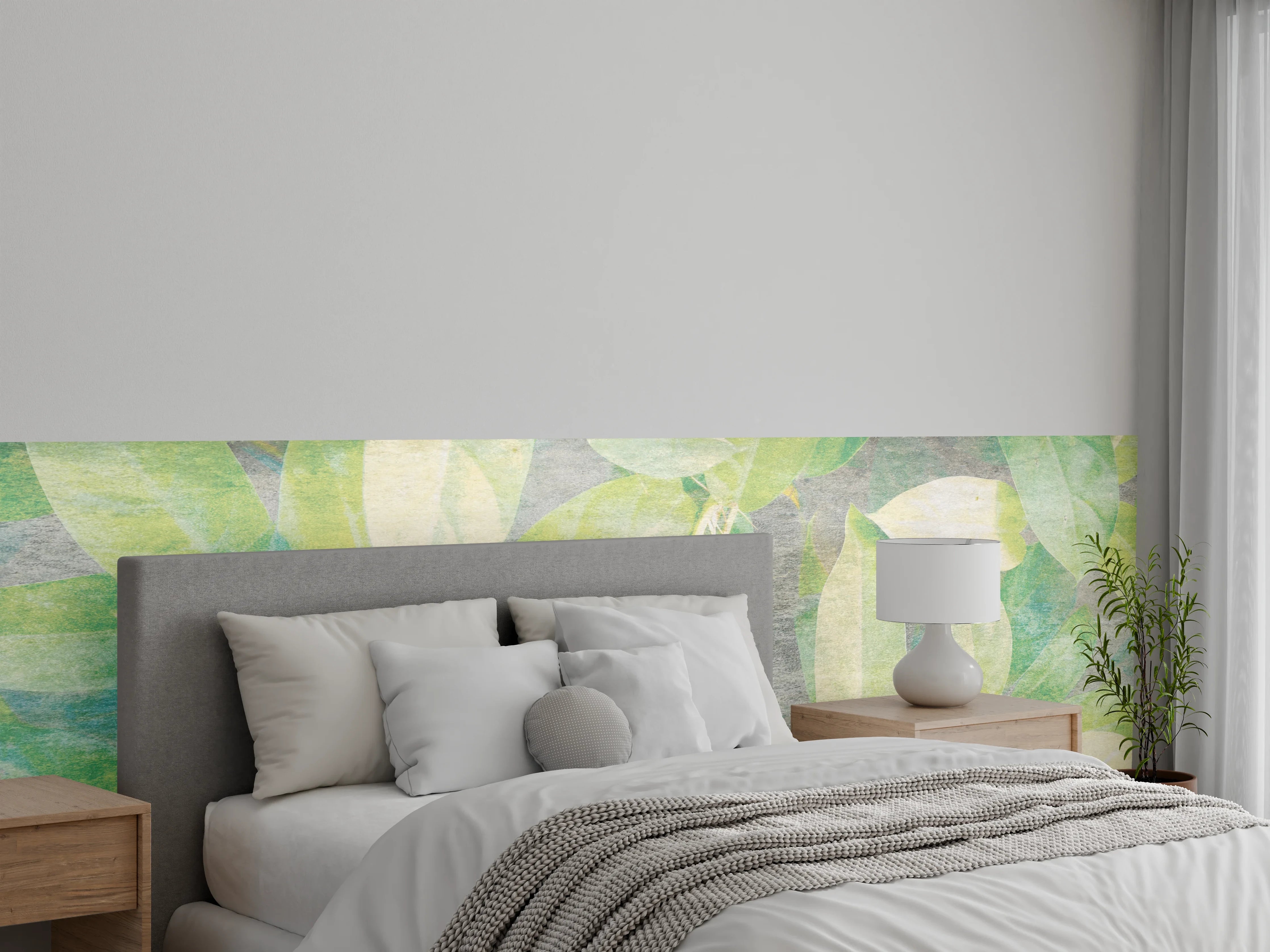 Wandverkleidung Schlafzimmer - Florale Wand - Gräulich