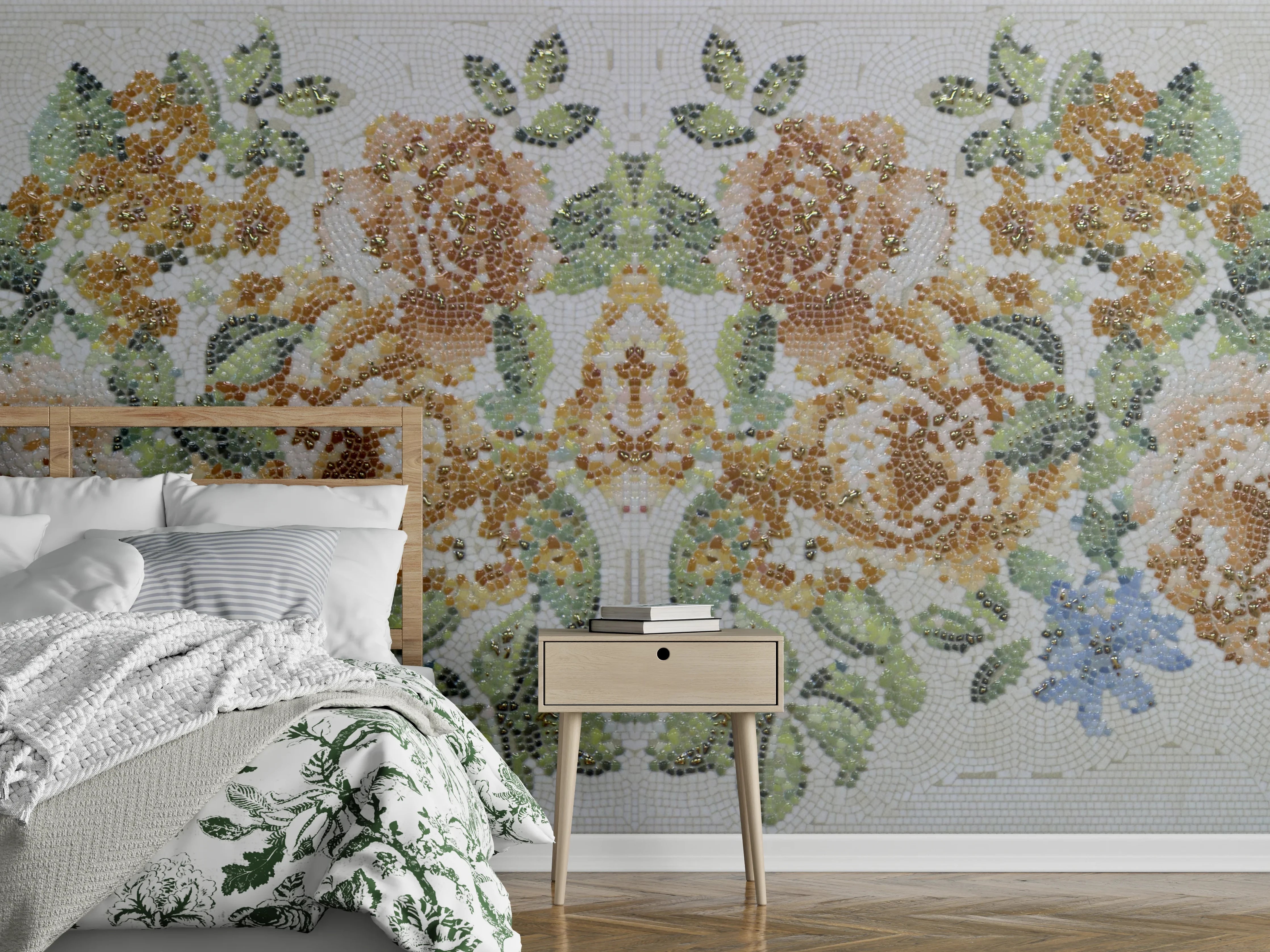 Wandverkleidung Schlafzimmer - Florales Muster Design Textur
