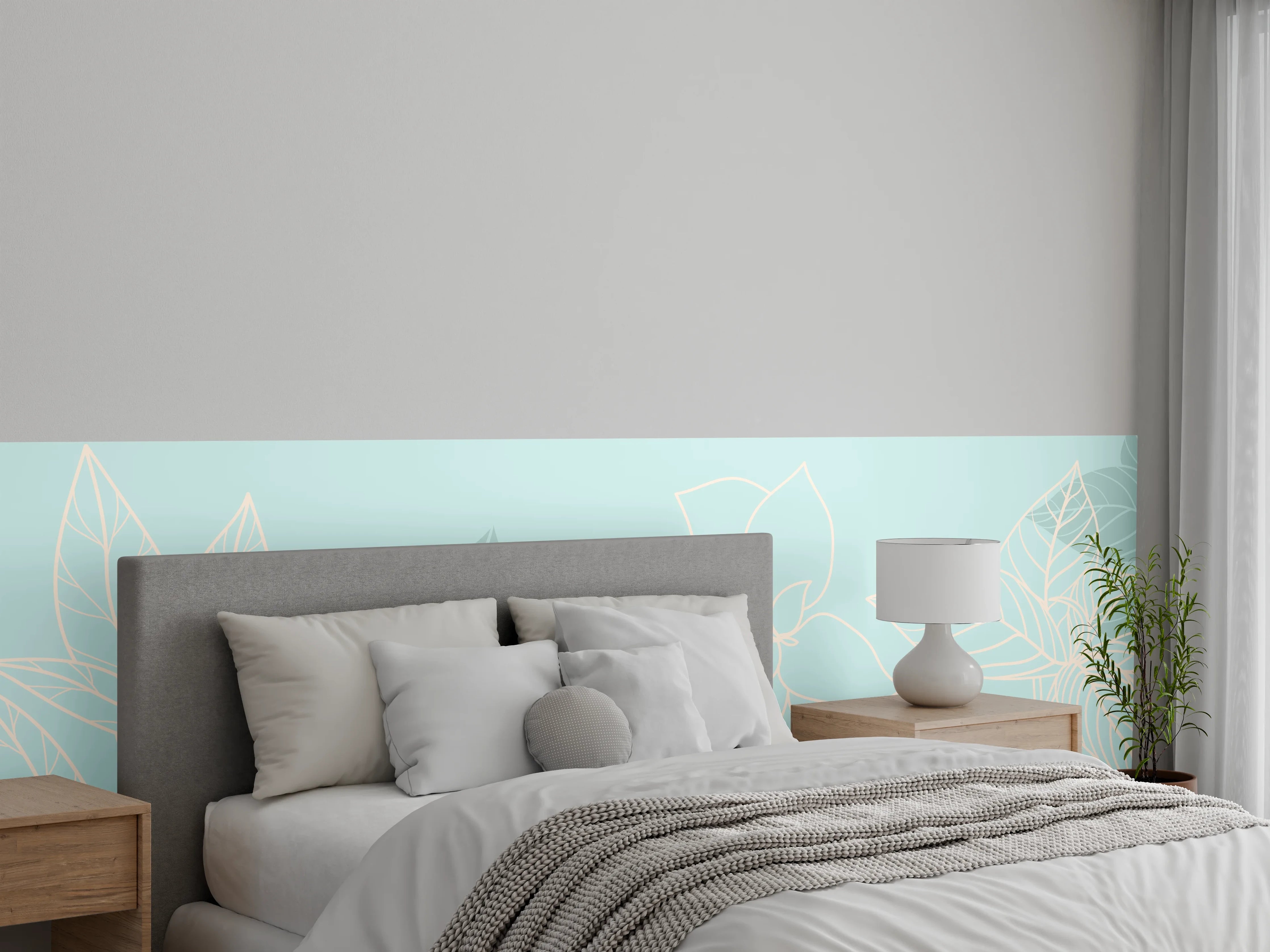 Wandverkleidung Schlafzimmer - Florales Muster in Pastelltönen