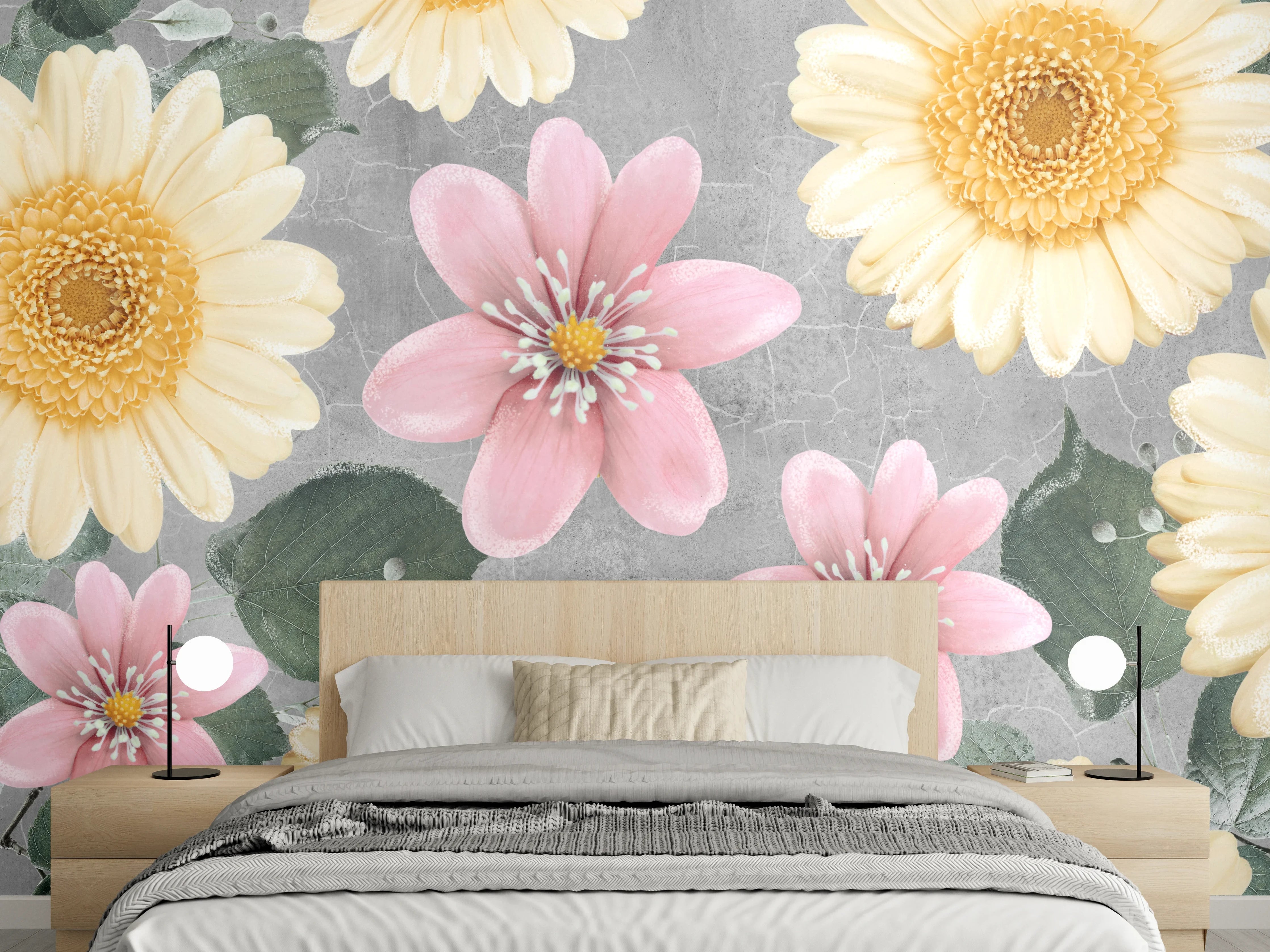 Wandverkleidung Schlafzimmer - Florales Wandmuster - Zeichnung