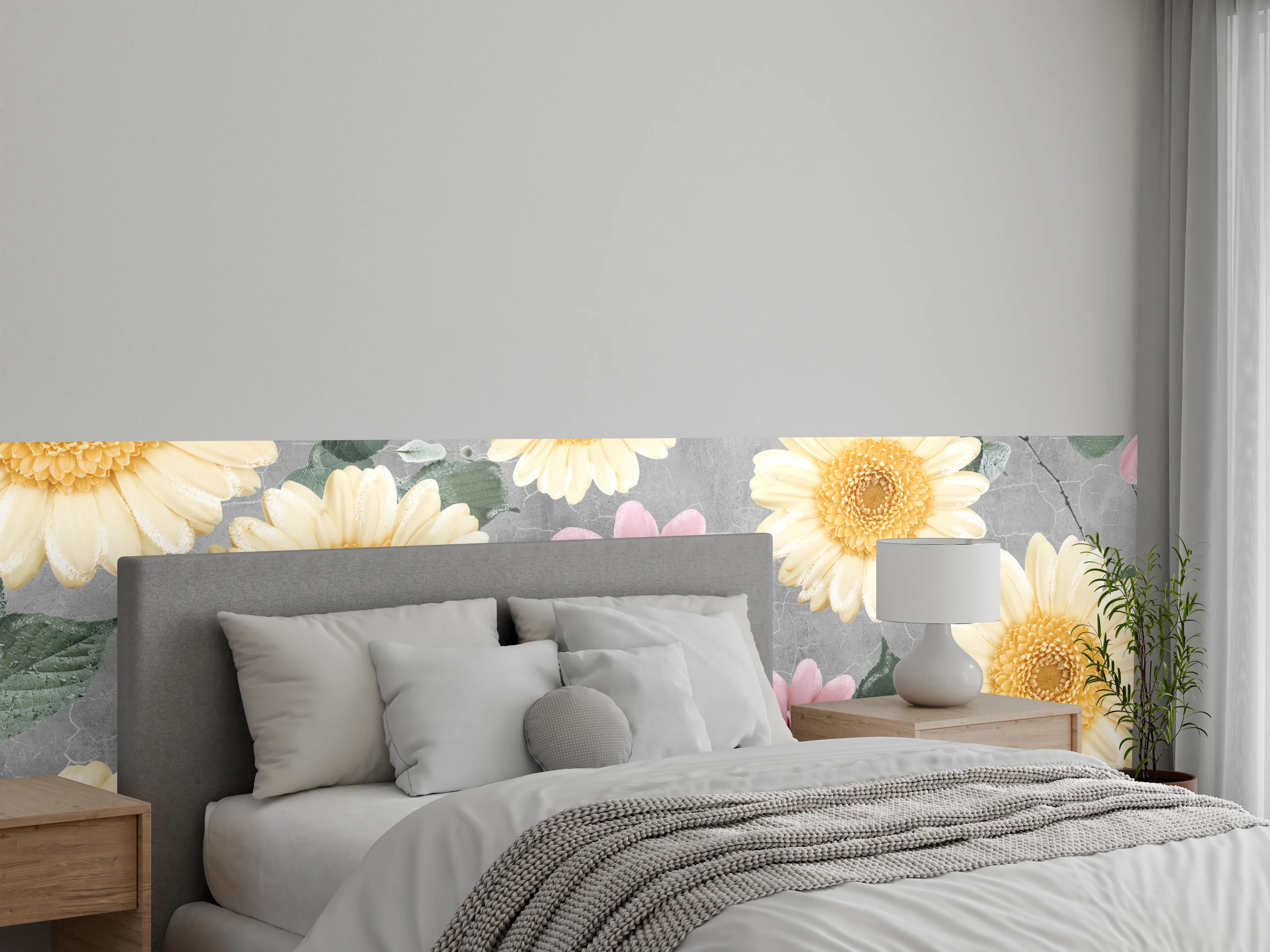 Wandverkleidung Schlafzimmer - Florales Wandmuster - Zeichnung