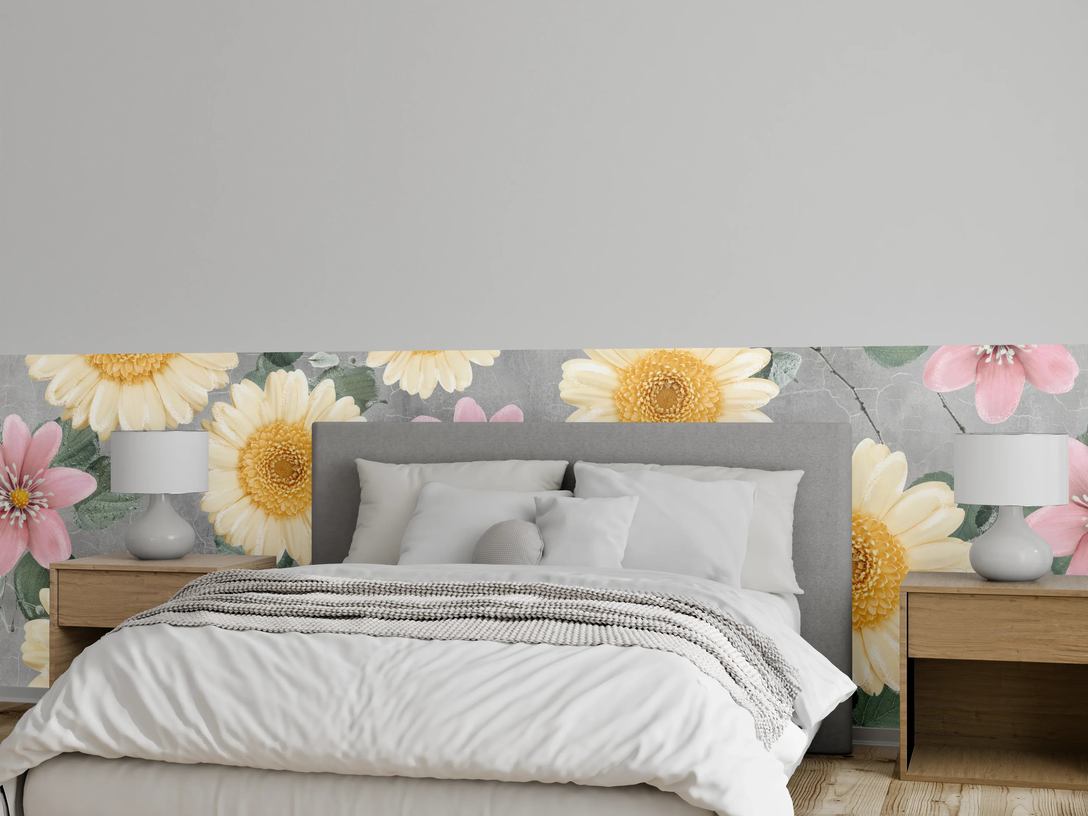 Wandverkleidung Schlafzimmer - Florales Wandmuster - Zeichnung
