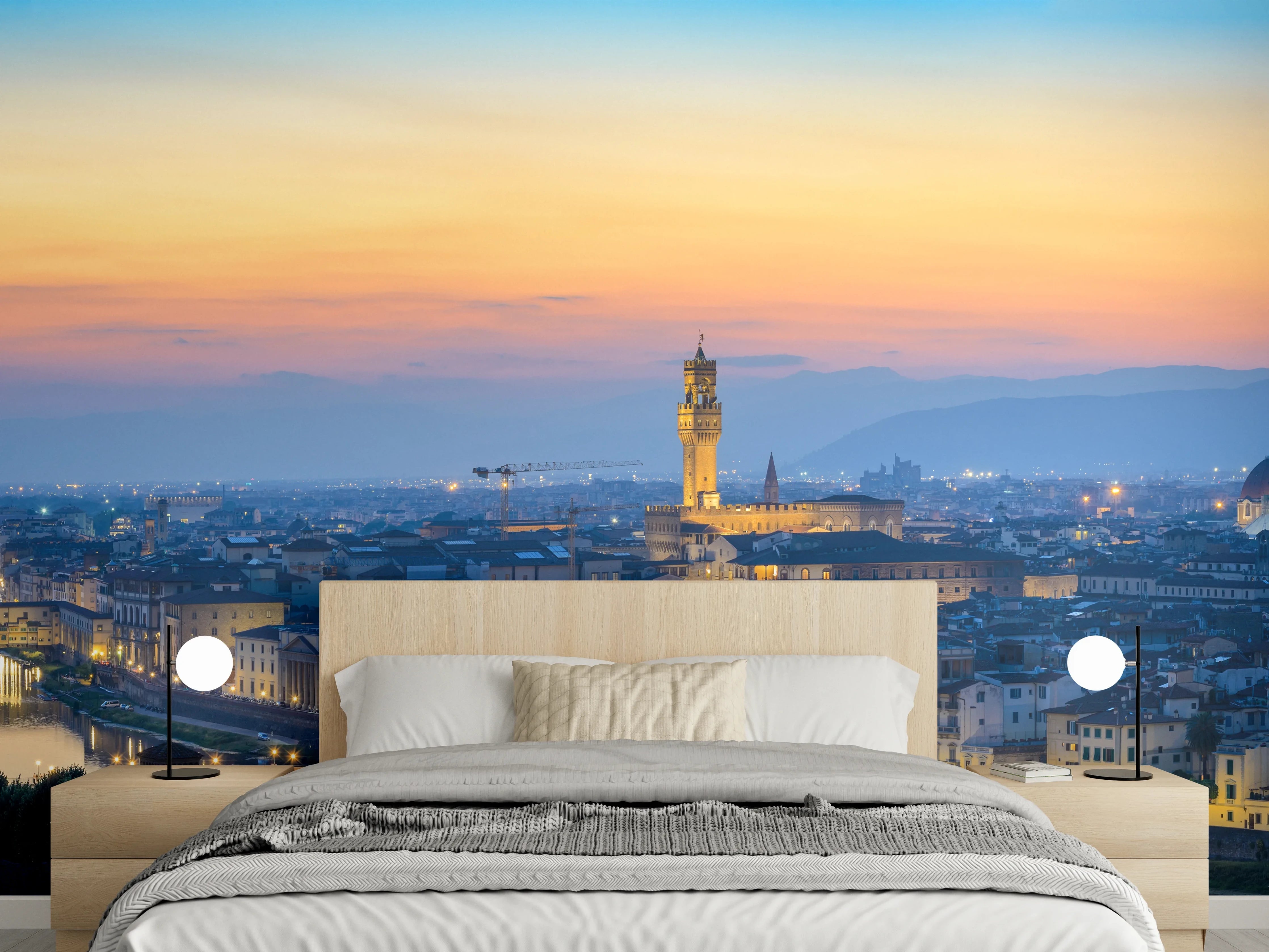 Wandverkleidung Schlafzimmer - Florenz Skyline im Sonnenuntergang
